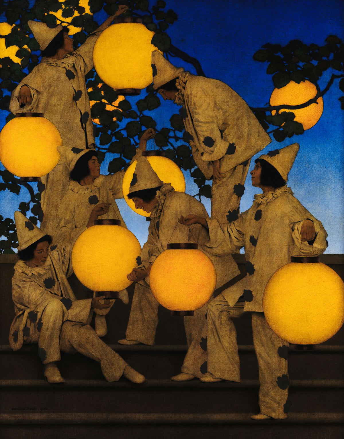 The Lantern Bearers – Maxfield Parrish, 1908, framed