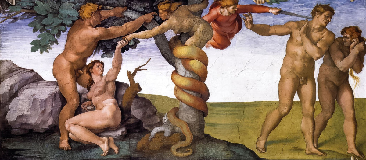 The Fall and Expulsion from the Garden of Eden – Michelangelo, 1509-1510, framed