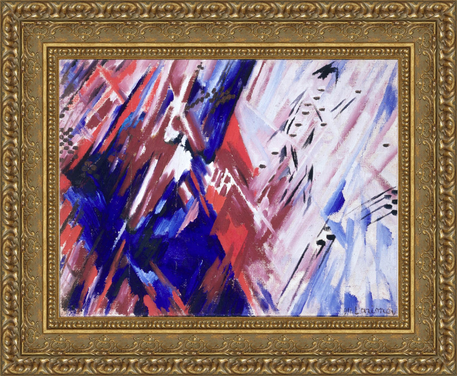 Rayonist Composition in Red and Blue – Mikhail Larionov, c. 1912–1913