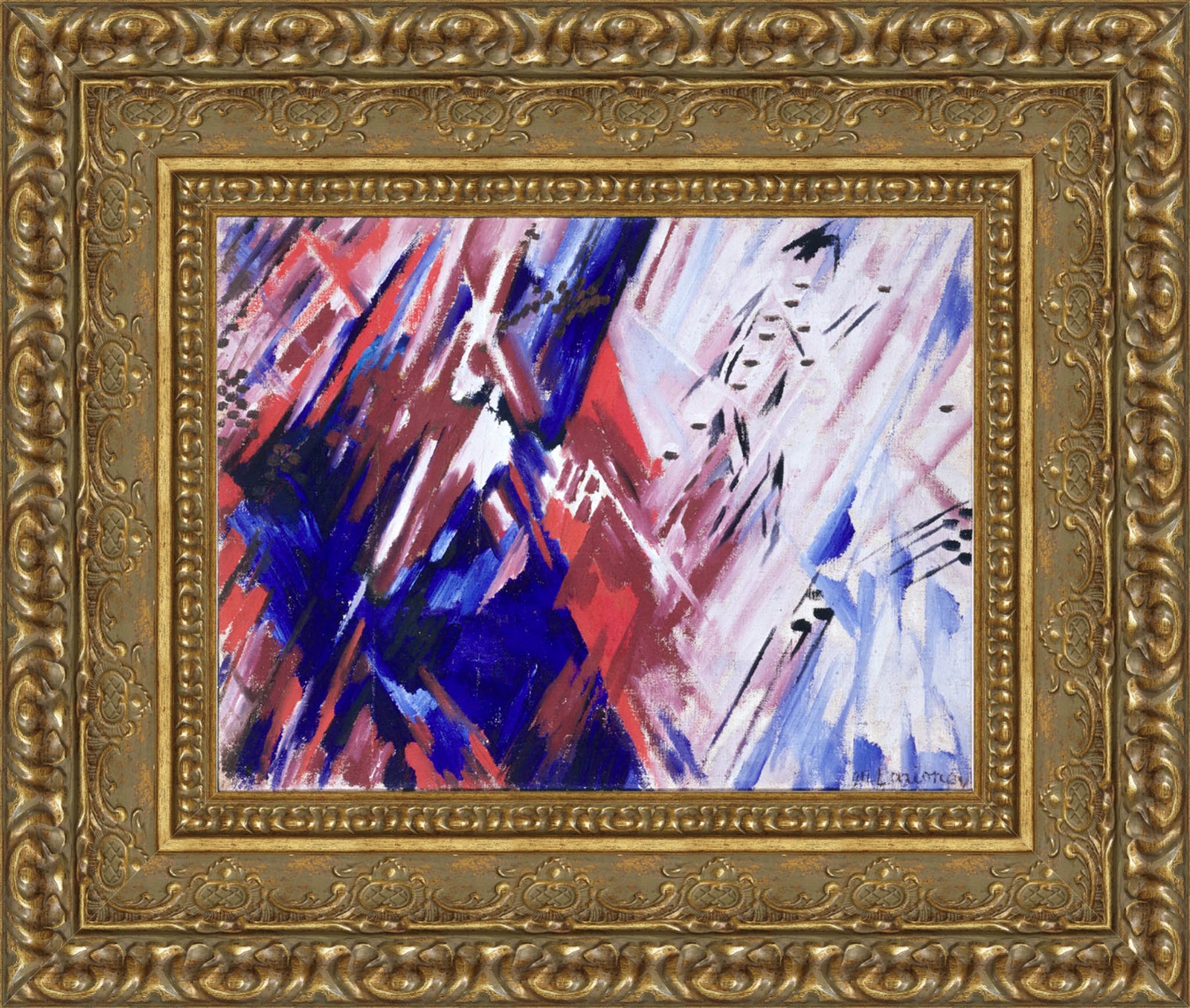 Rayonist Composition in Red and Blue – Mikhail Larionov, c. 1912–1913