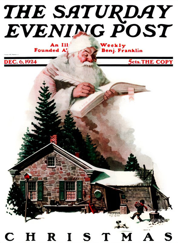 Saturday Evening Post Christmas Cover, December 6, 1924 – Norman Rockwell, 1924, framed