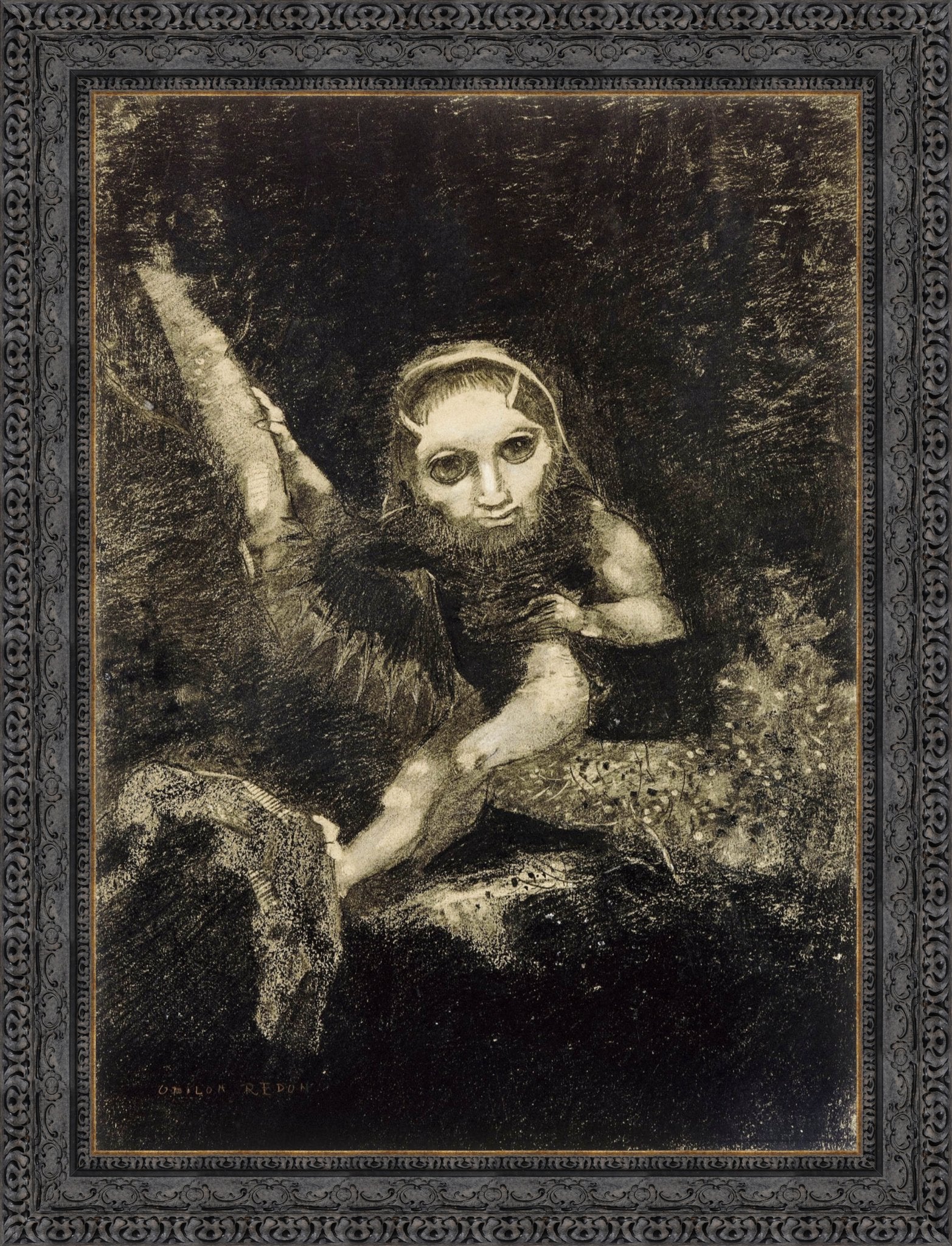 Caliban by Odilon Redon — Framed Giclee Canvas Print | Canvas Classics