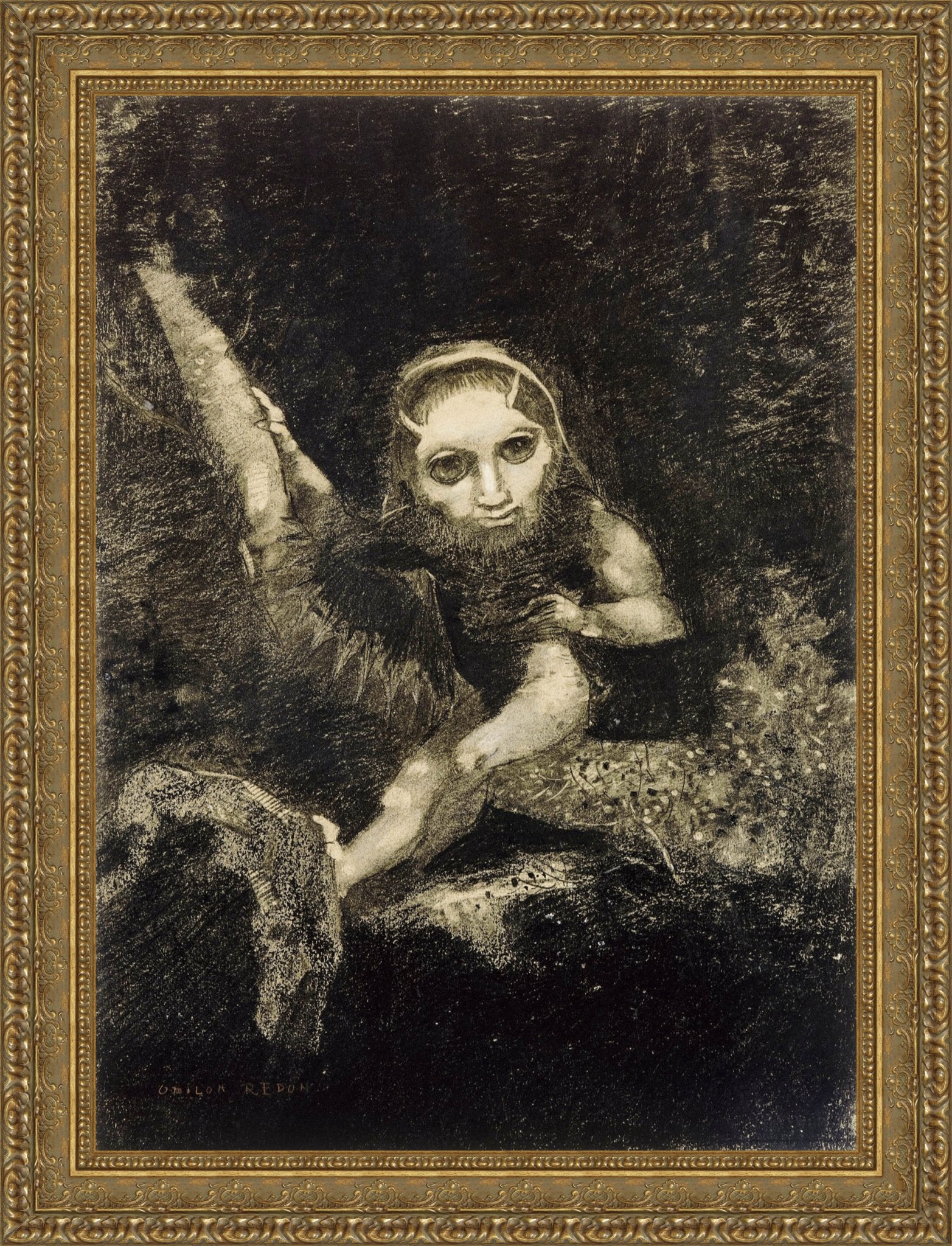 Caliban by Odilon Redon — Framed Giclee Canvas Print | Canvas Classics