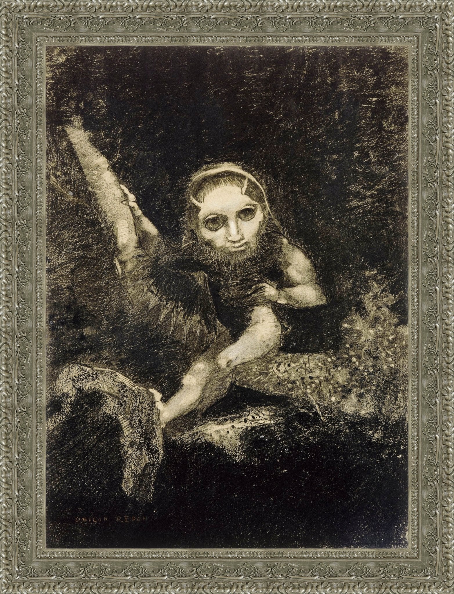 Caliban by Odilon Redon — Framed Giclee Canvas Print | Canvas Classics