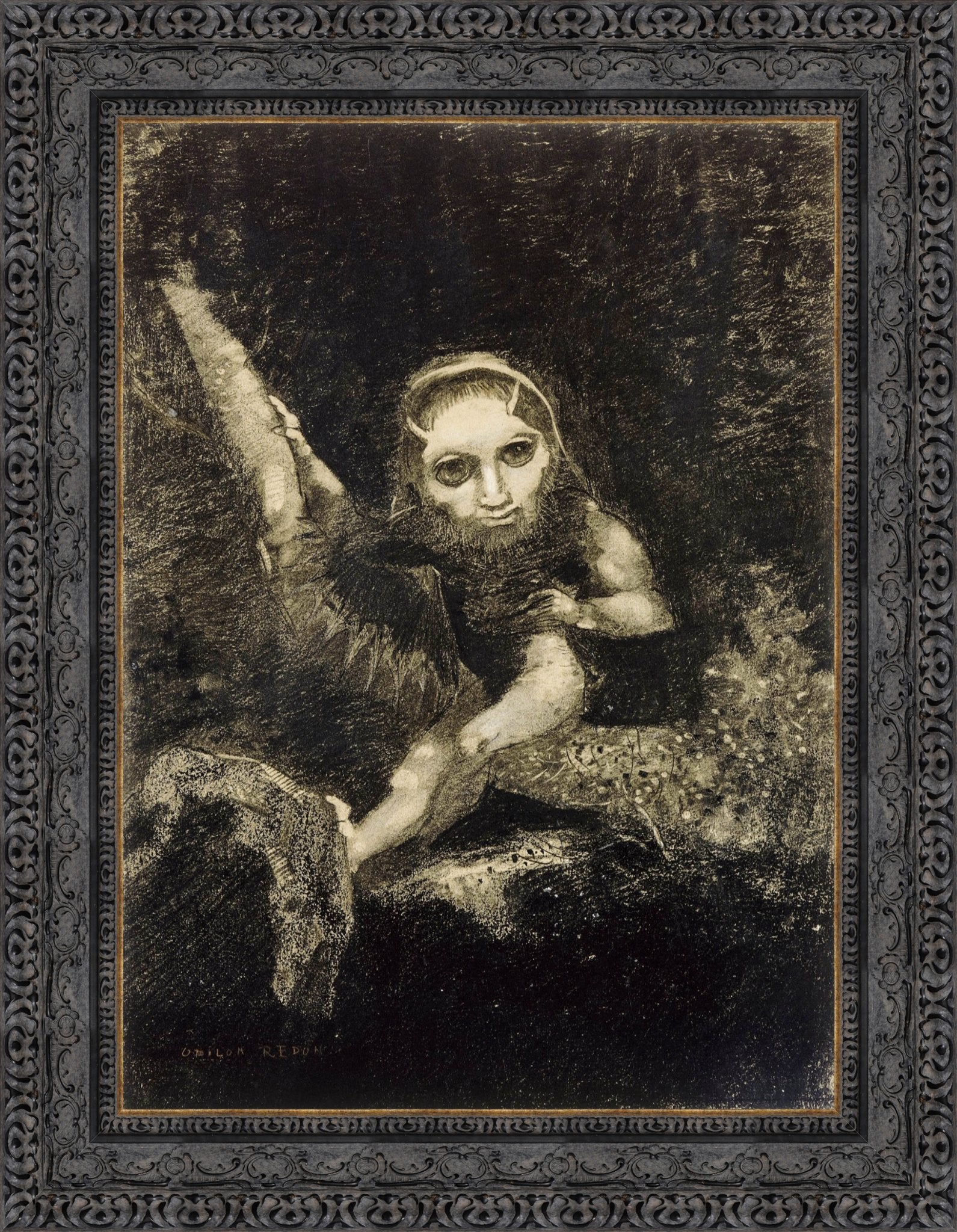Caliban by Odilon Redon — Framed Giclee Canvas Print | Canvas Classics