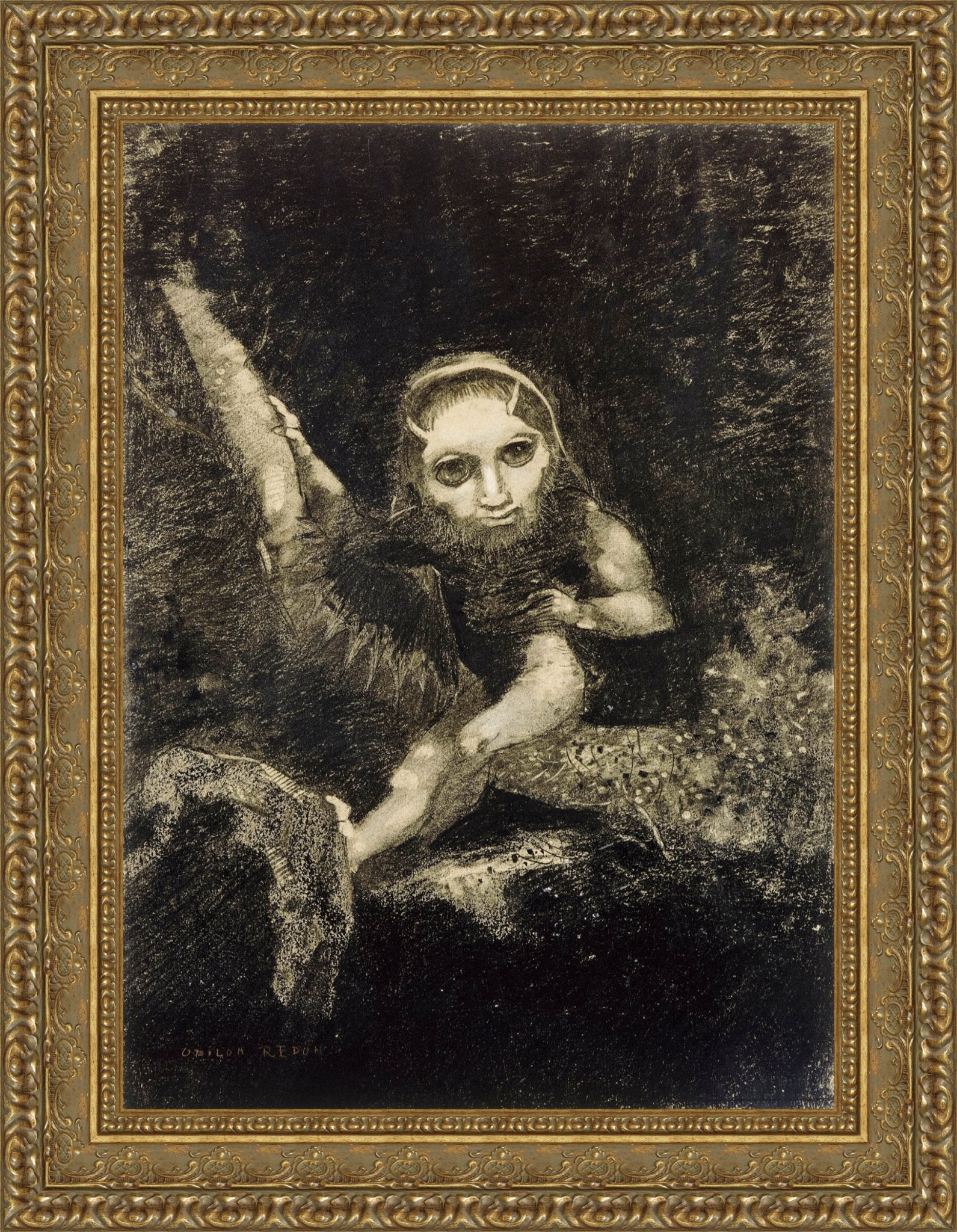 Caliban by Odilon Redon — Framed Giclee Canvas Print | Canvas Classics