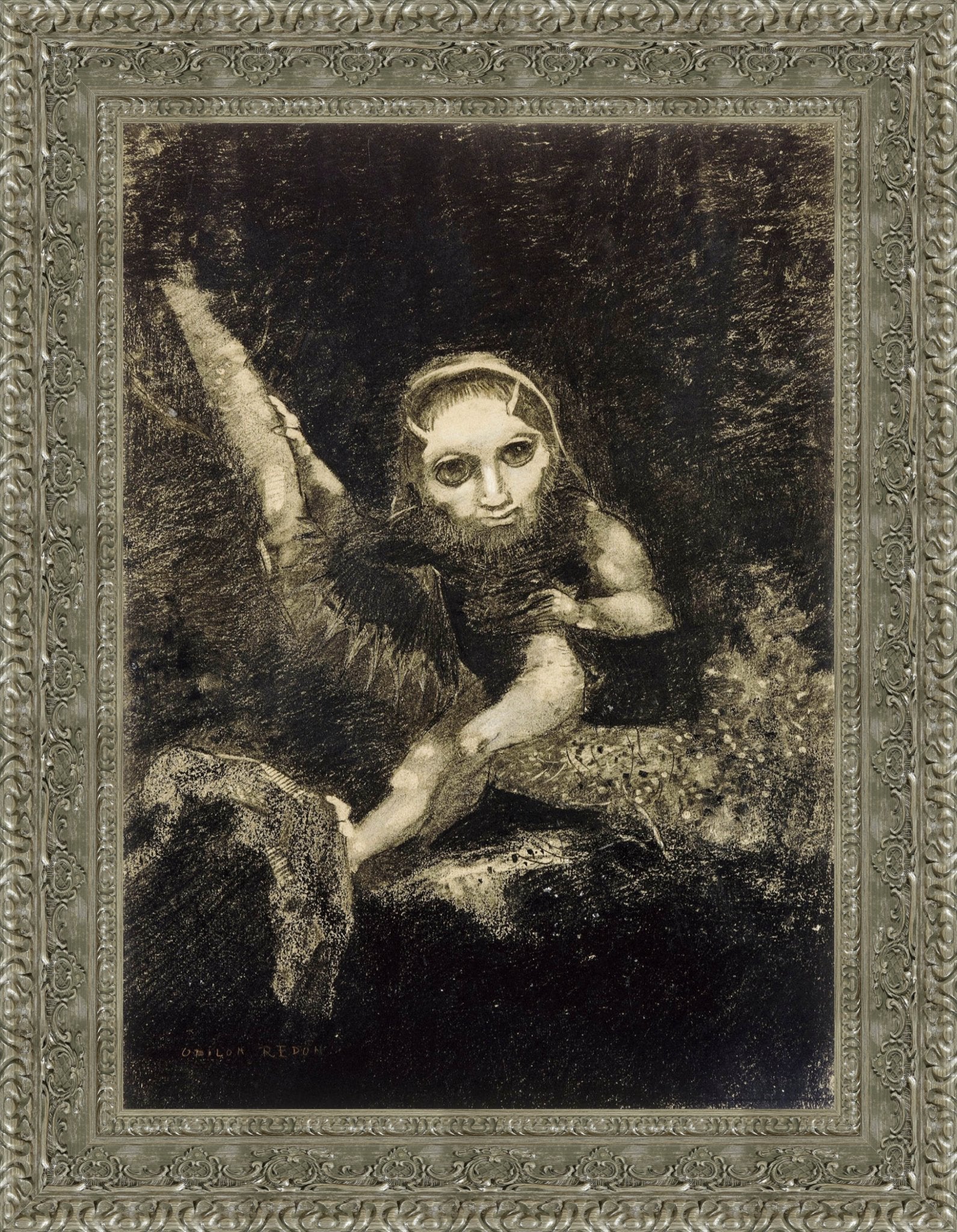 Caliban by Odilon Redon — Framed Giclee Canvas Print | Canvas Classics