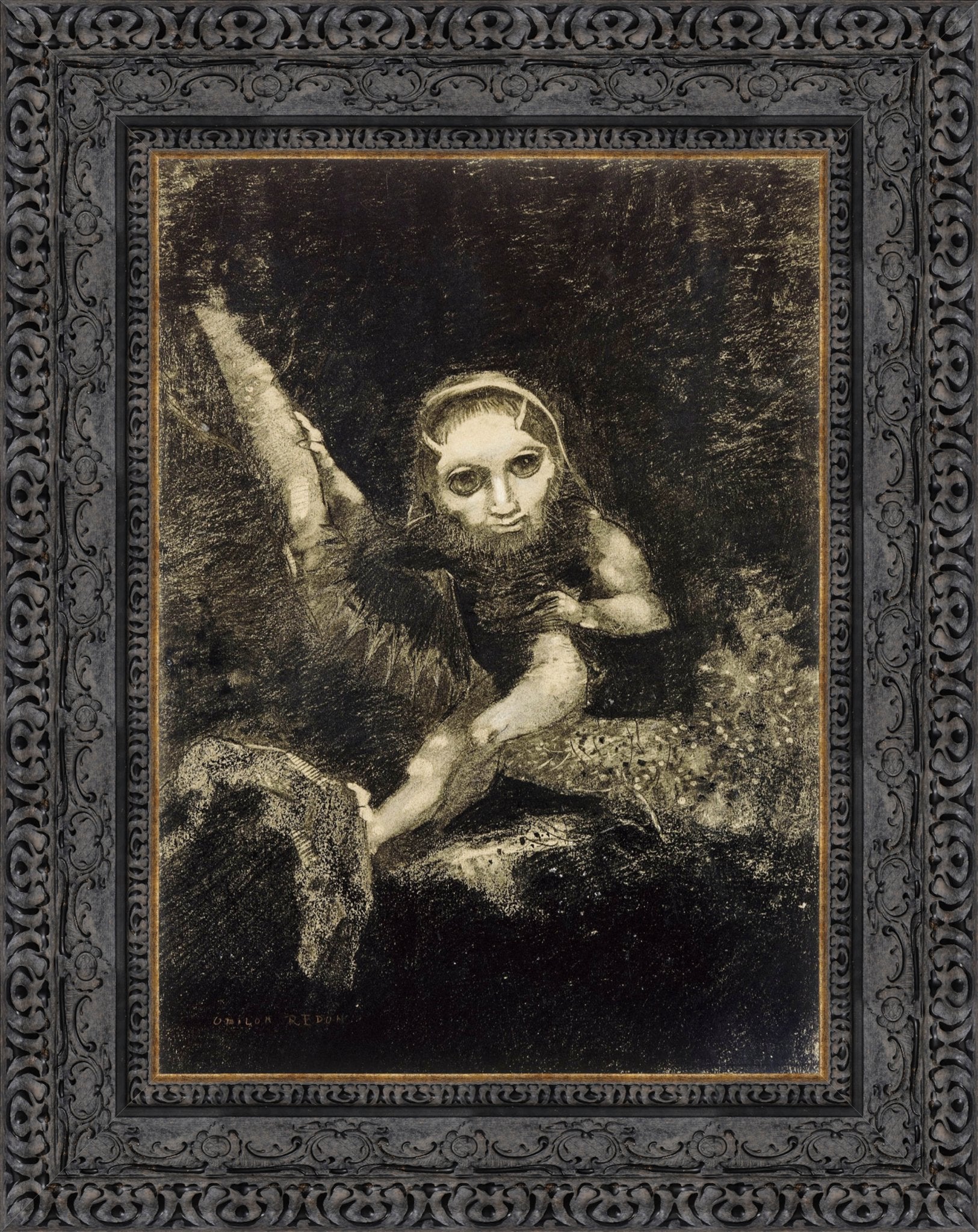 Caliban by Odilon Redon — Framed Giclee Canvas Print | Canvas Classics