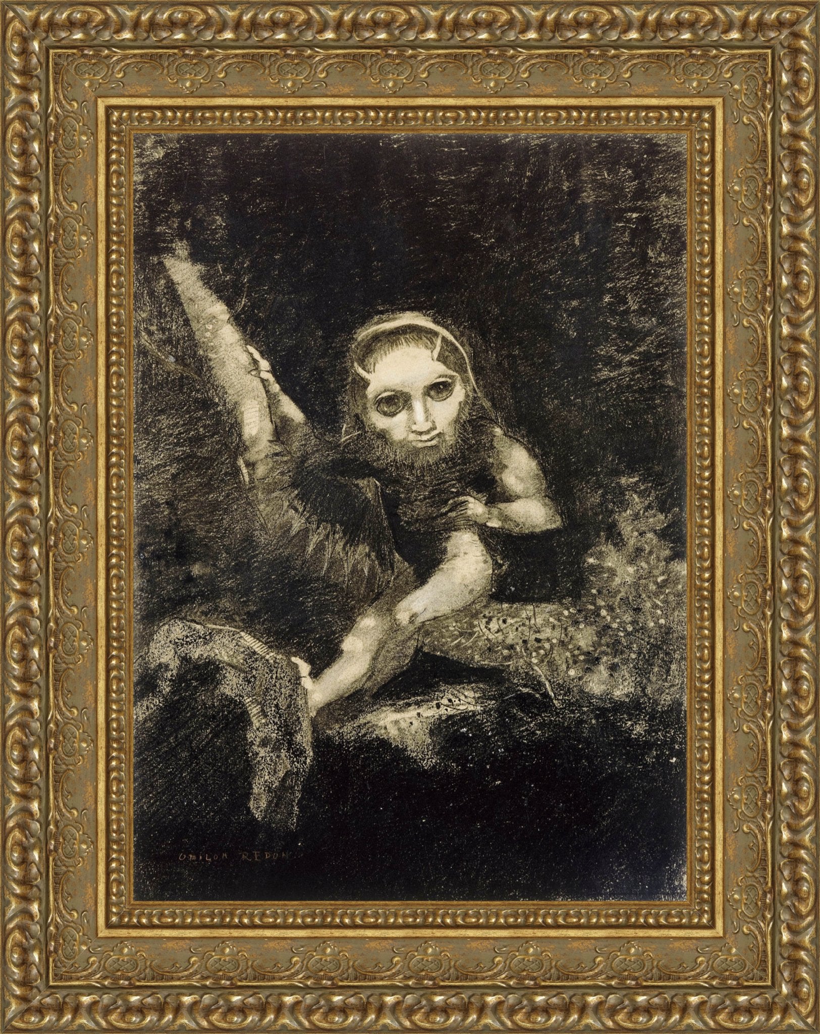 Caliban by Odilon Redon — Framed Giclee Canvas Print | Canvas Classics