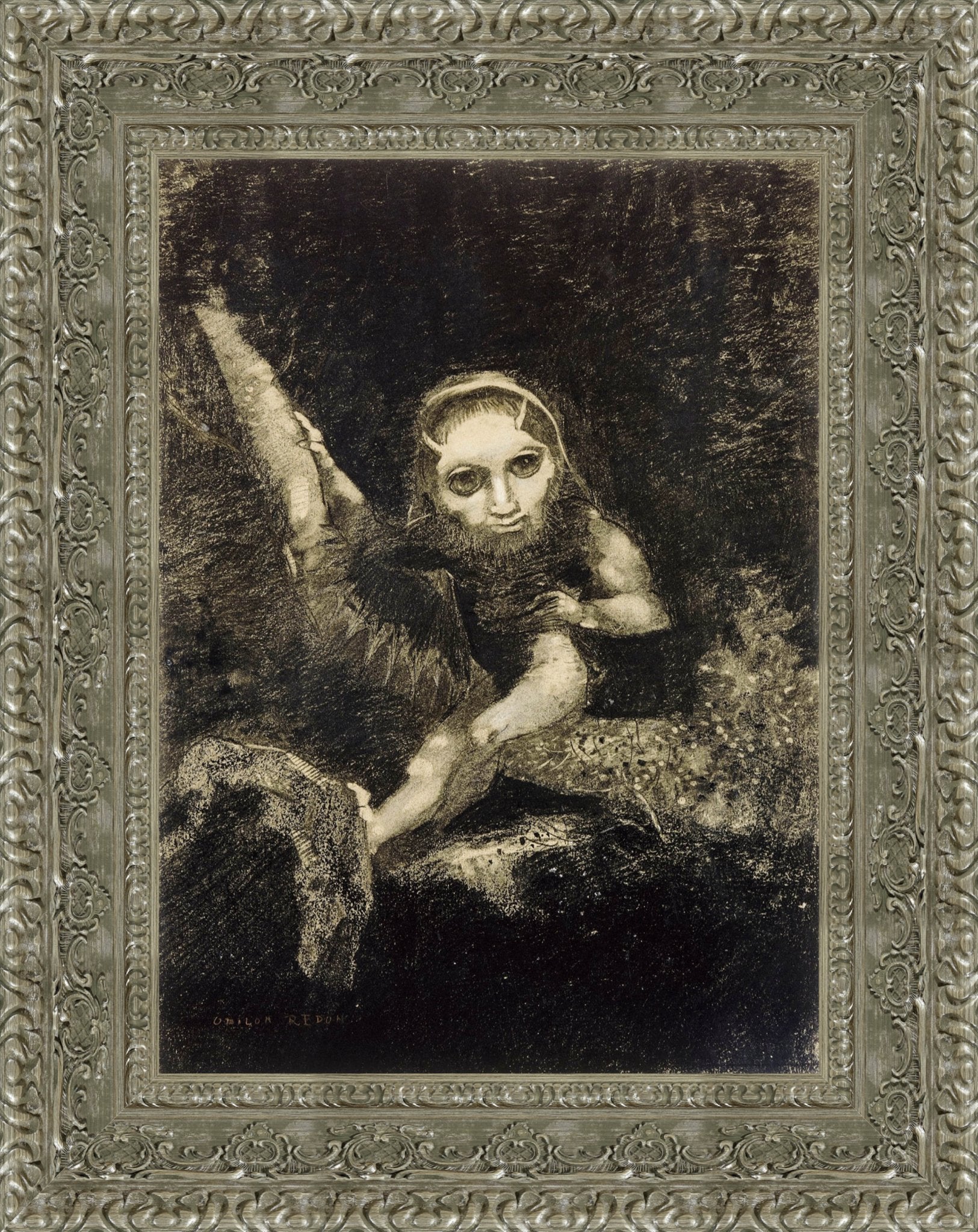 Caliban by Odilon Redon — Framed Giclee Canvas Print | Canvas Classics