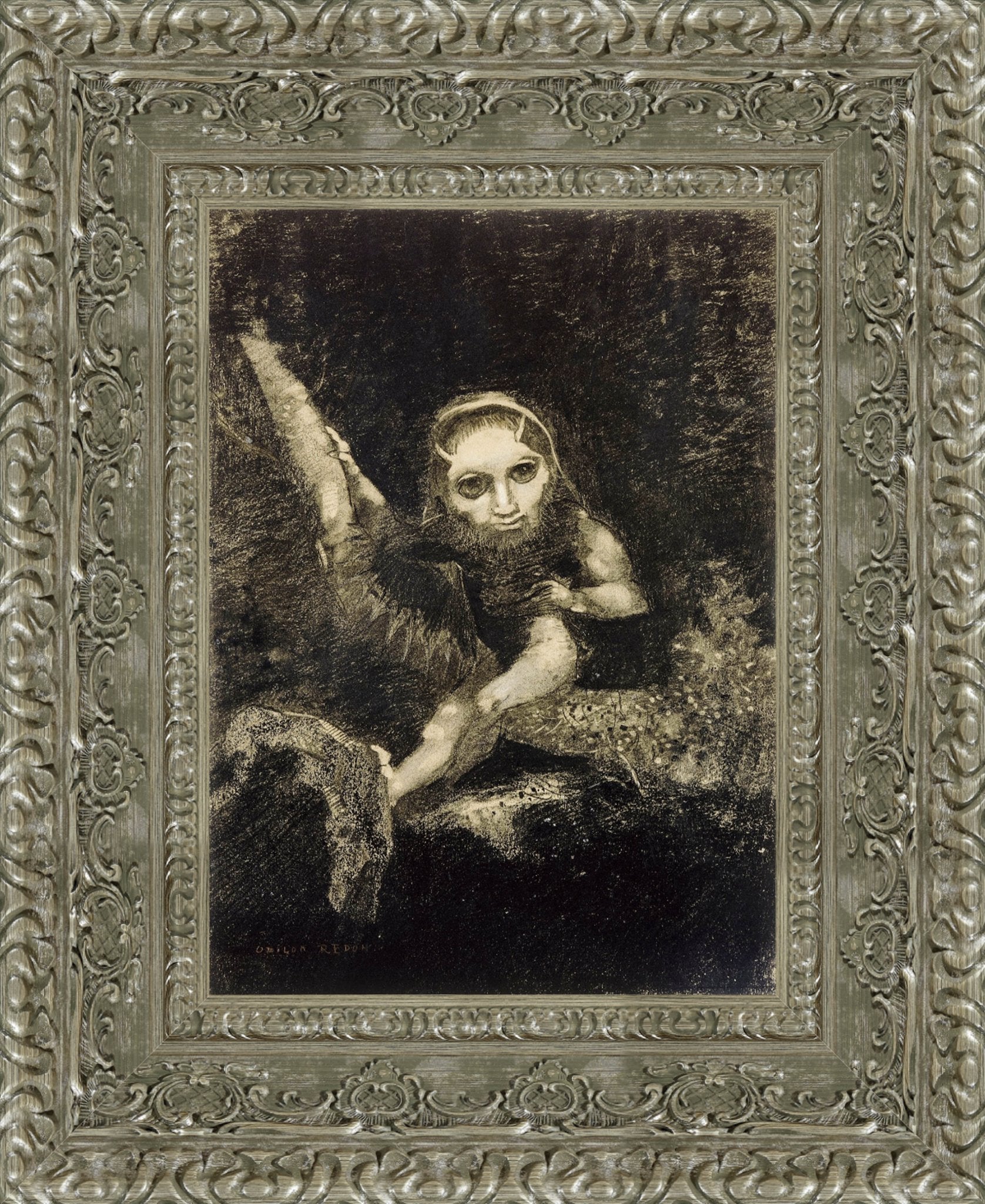Caliban by Odilon Redon — Framed Giclee Canvas Print | Canvas Classics
