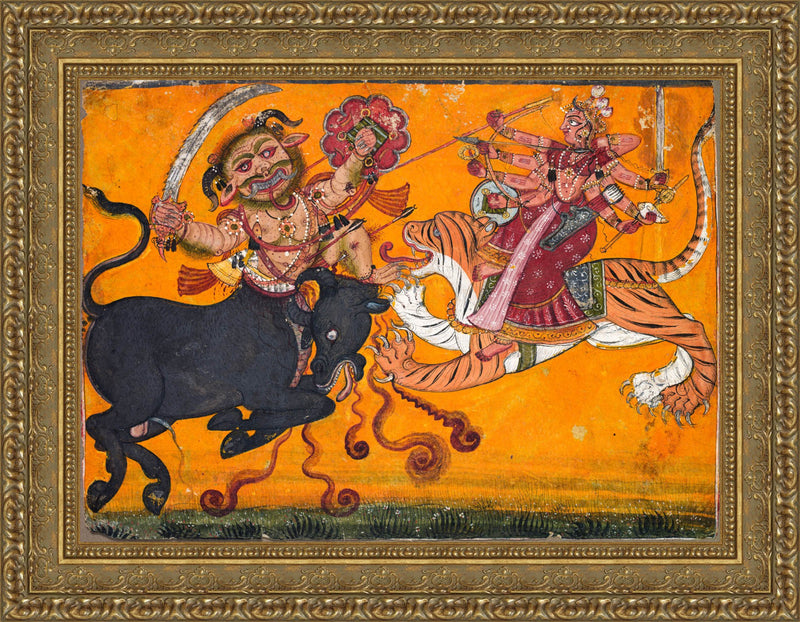 Durga Slaying the Buffalo Demon Mahisha – Pahari School