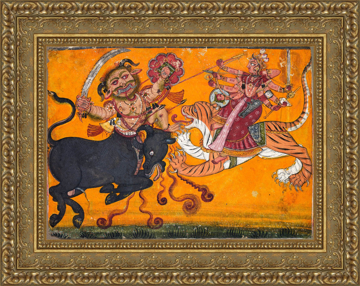 Durga Slaying the Buffalo Demon Mahisha – Pahari School