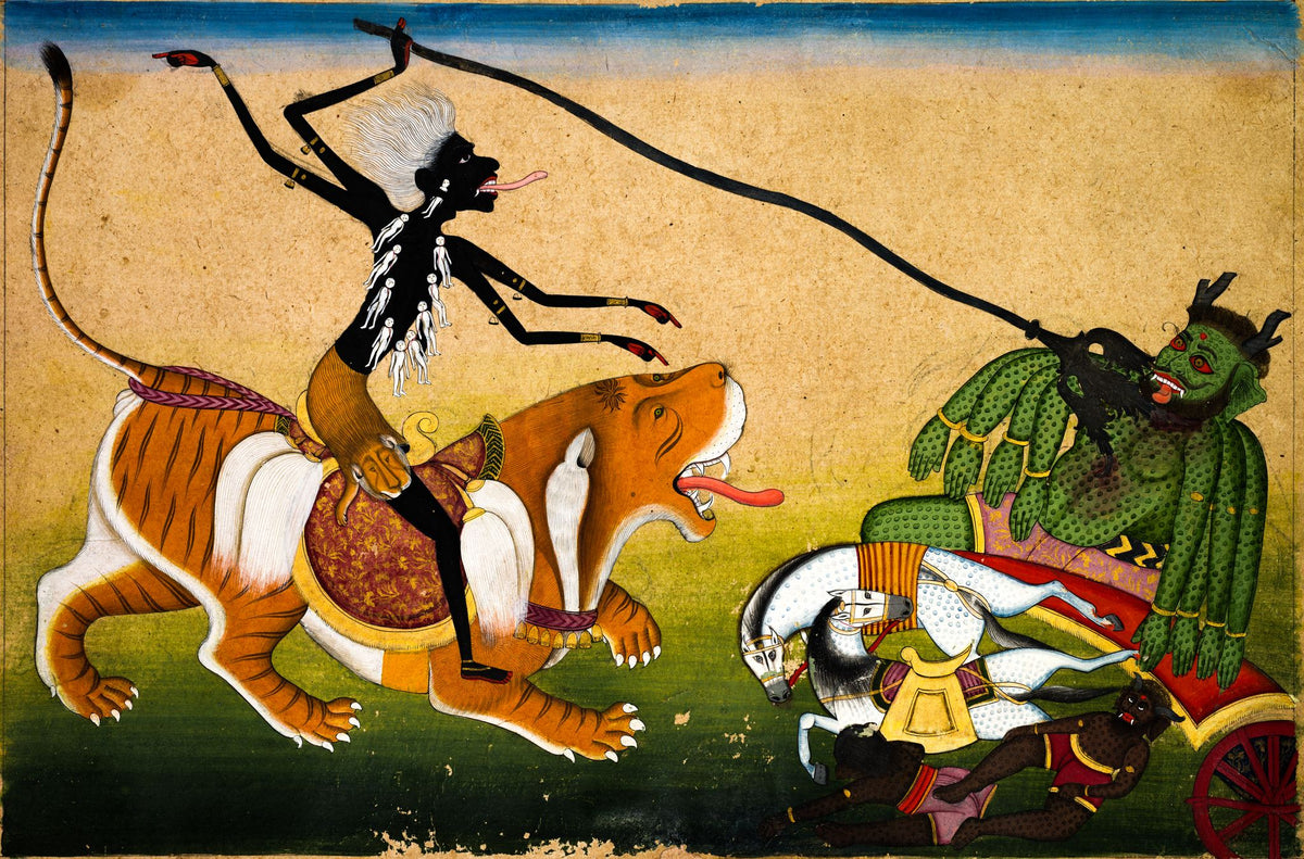 Kali Attacking Nishumbha – Pahari School, unframed