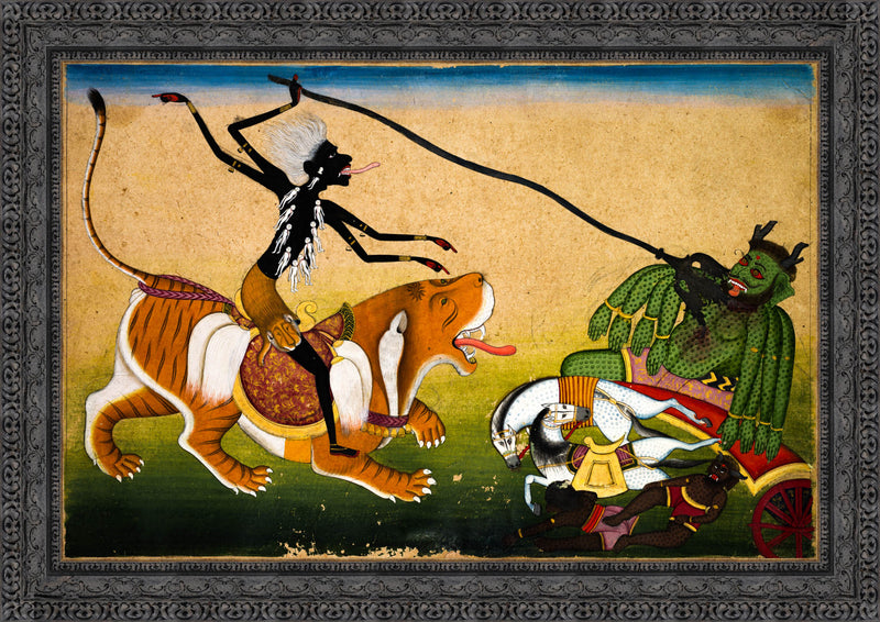 Kali Attacking Nishumbha – Pahari School