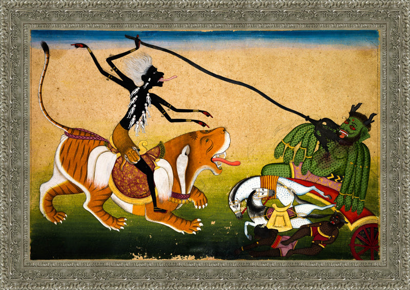 Kali Attacking Nishumbha – Pahari School