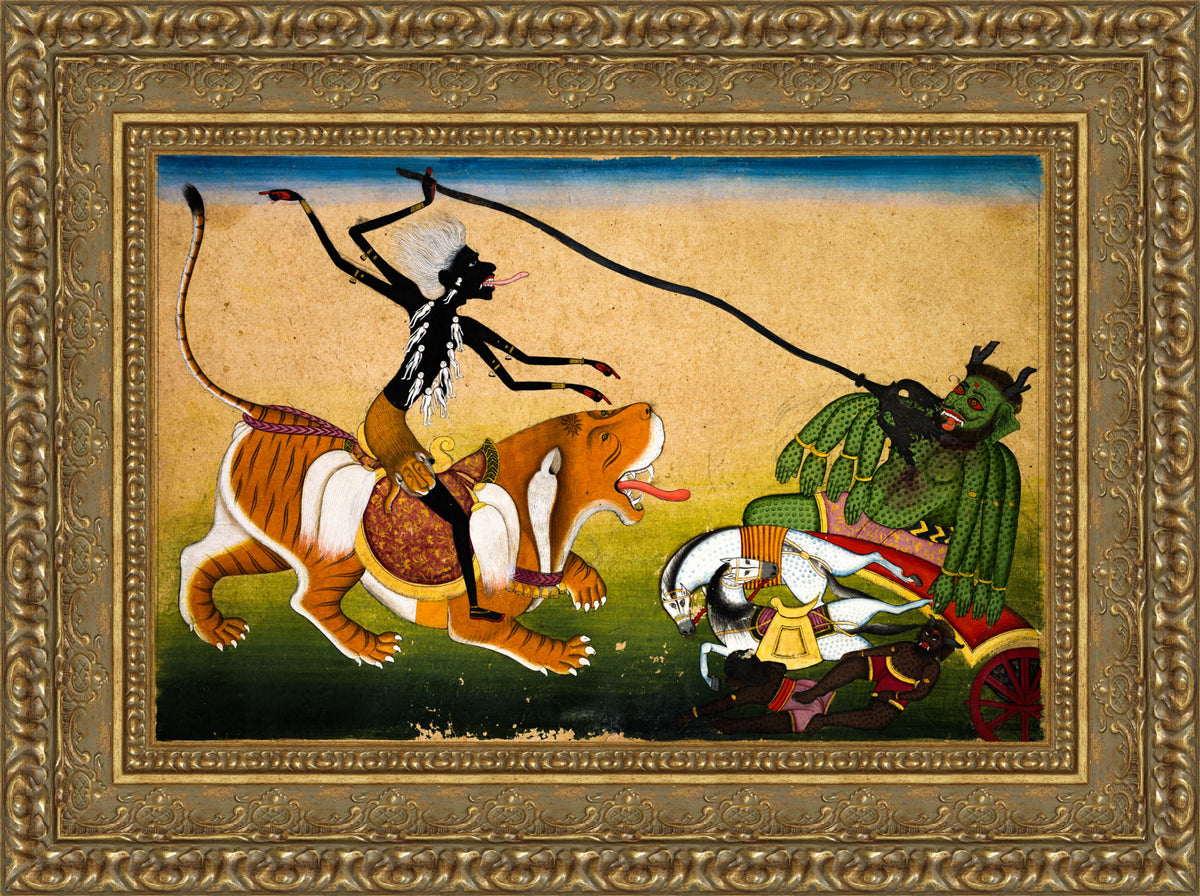 Kali Attacking Nishumbha – Pahari School