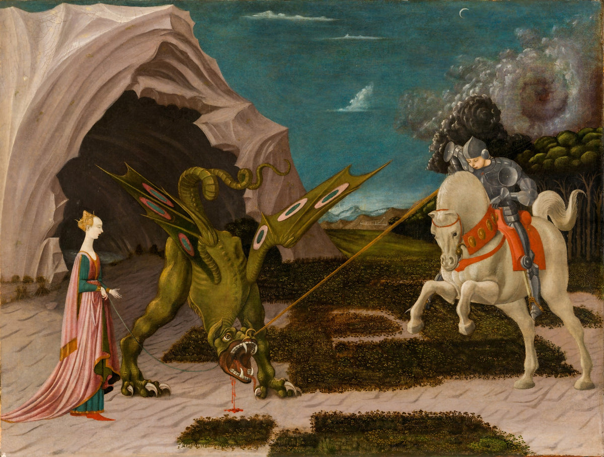 Saint George and the Dragon – Paolo Uccello, c. 1470 (National Gallery London), framed
