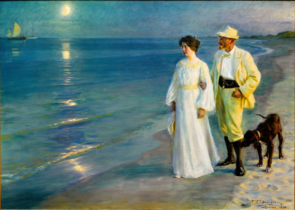 Summer Evening on Skagen Beach – Peder Severin Kroyer, 1899, framed