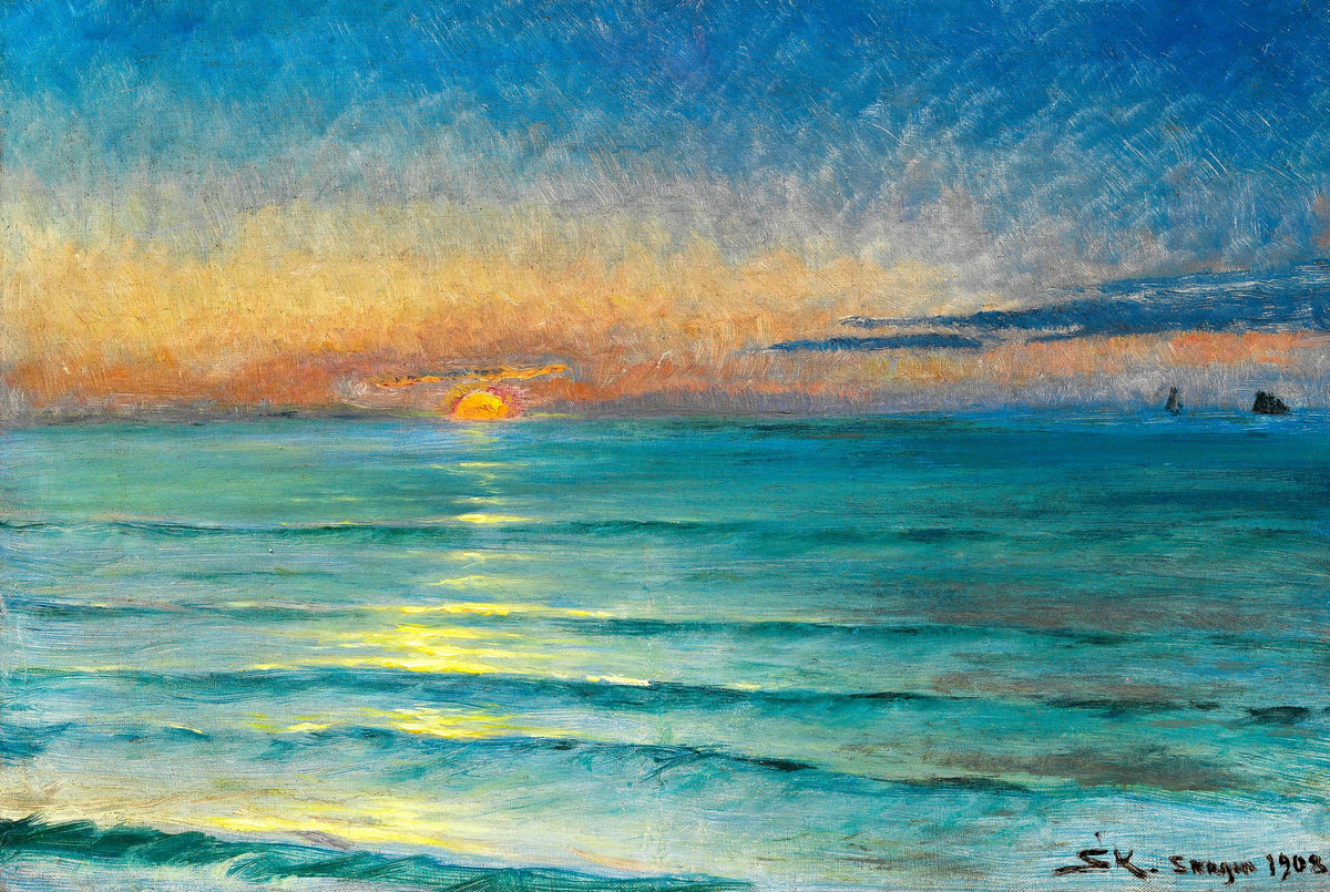 Sunset on the North Beach – Peder Severin Kroyer, 1905, framed