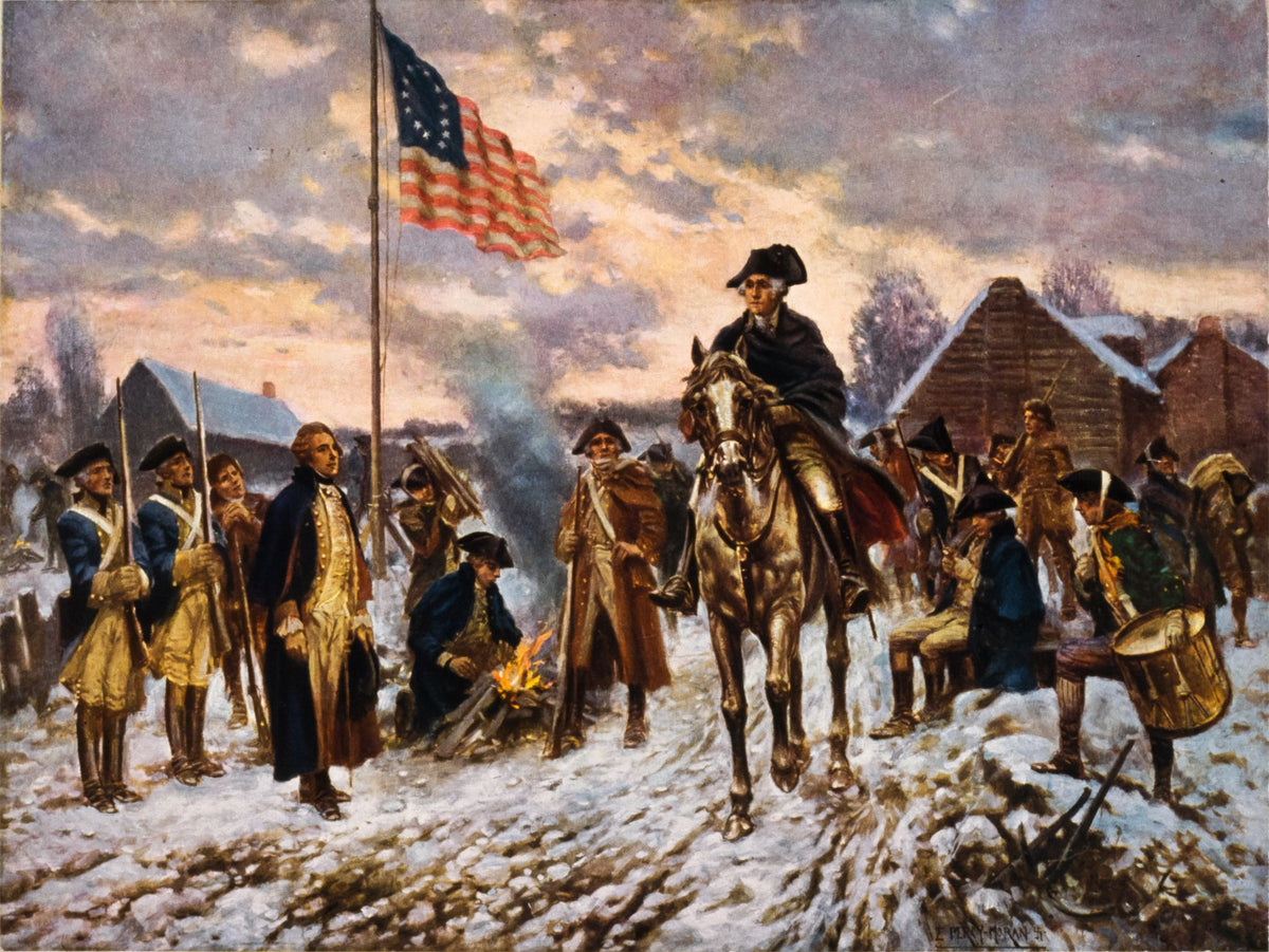 Washington at Valley Forge – Percy Moran, 1911, framed