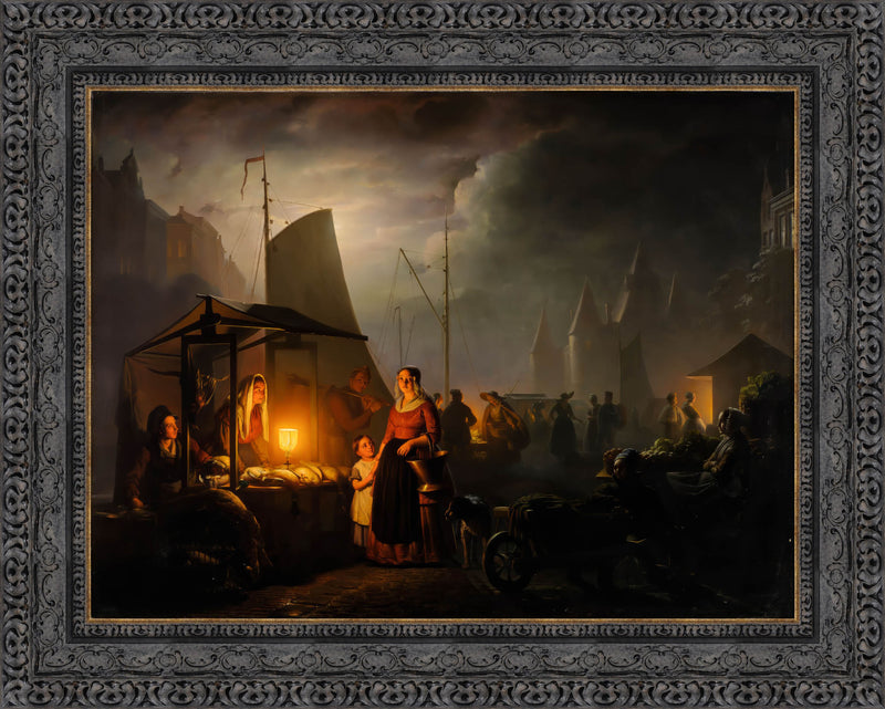 A Market By Candlelight – Petrus van Schendel, 1845