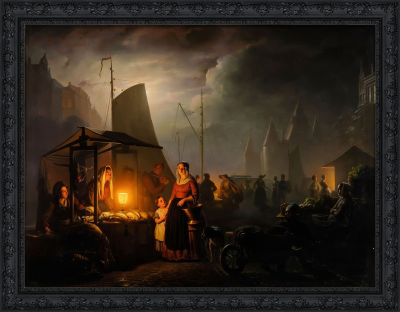 A Market By Candlelight – Petrus van Schendel, 1845