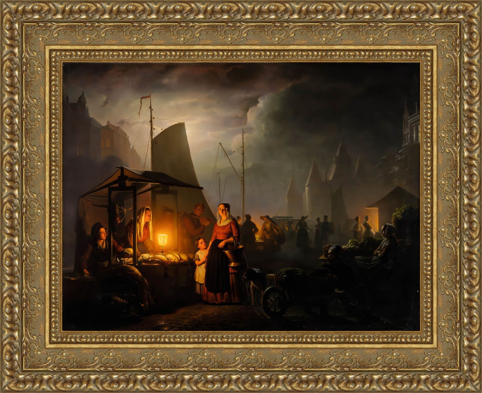 A Market By Candlelight – Petrus van Schendel, 1845