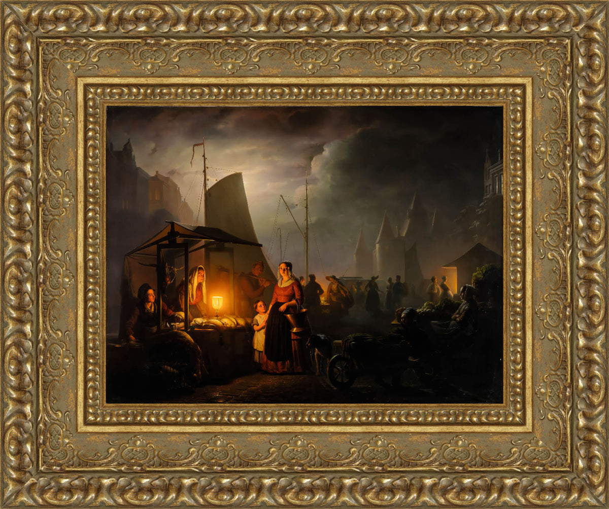 A Market By Candlelight – Petrus van Schendel, 1845