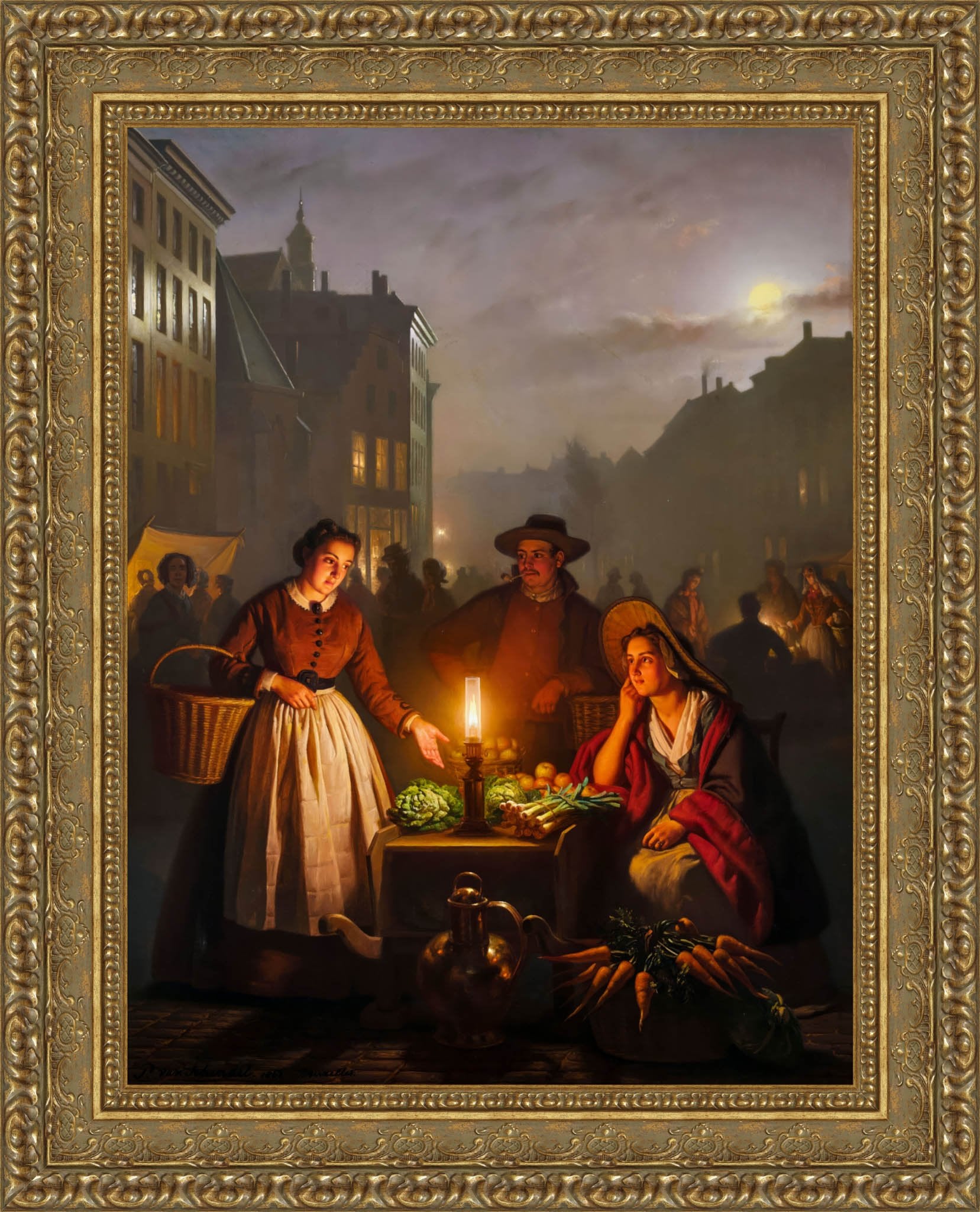 Avondmarkt by Petrus van Schendel — Framed Giclee Canvas Print | Canvas Classics