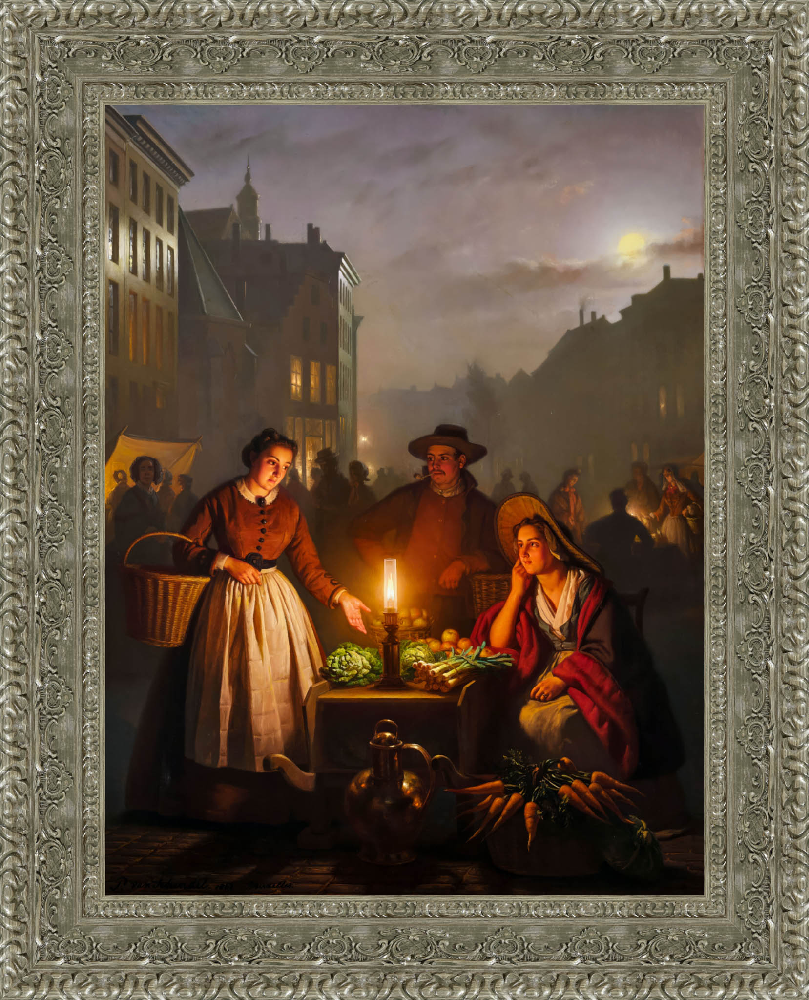 Avondmarkt by Petrus van Schendel — Framed Giclee Canvas Print | Canvas Classics