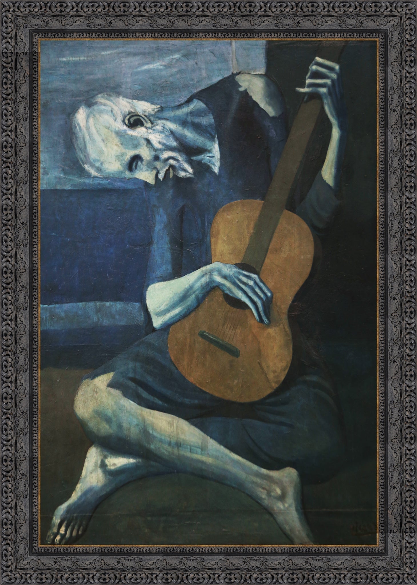 The Old Guitarist – Estate – Dark Bronze Frame by Picasso