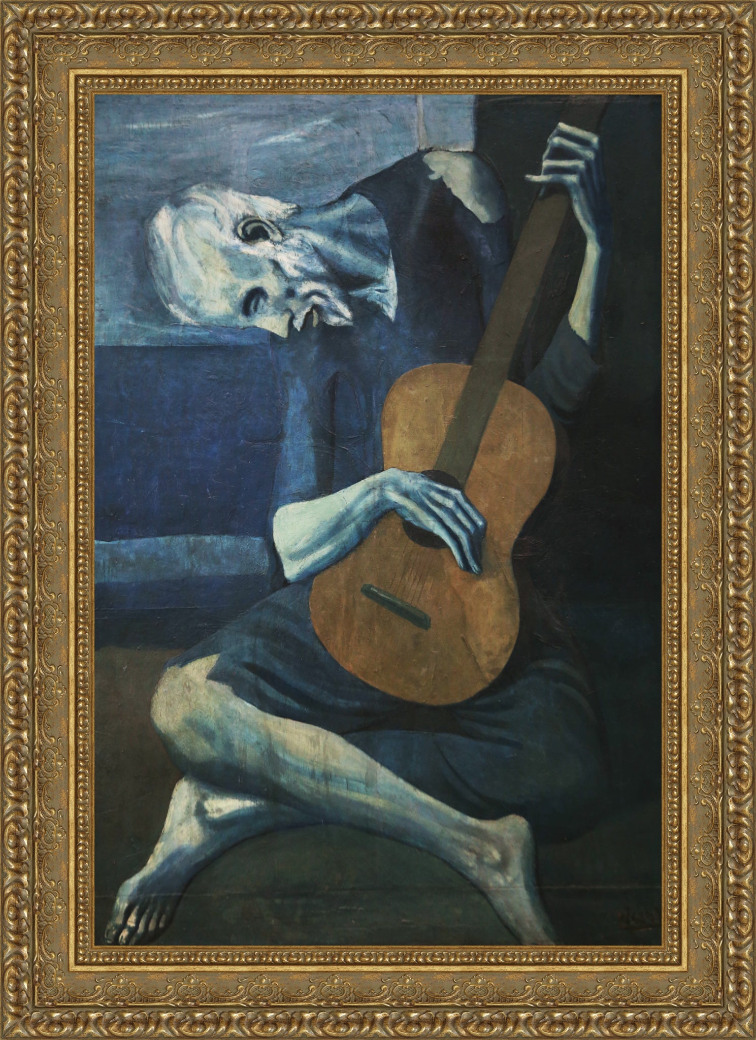 The Old Guitarist – Large – Gold Frame by Picasso