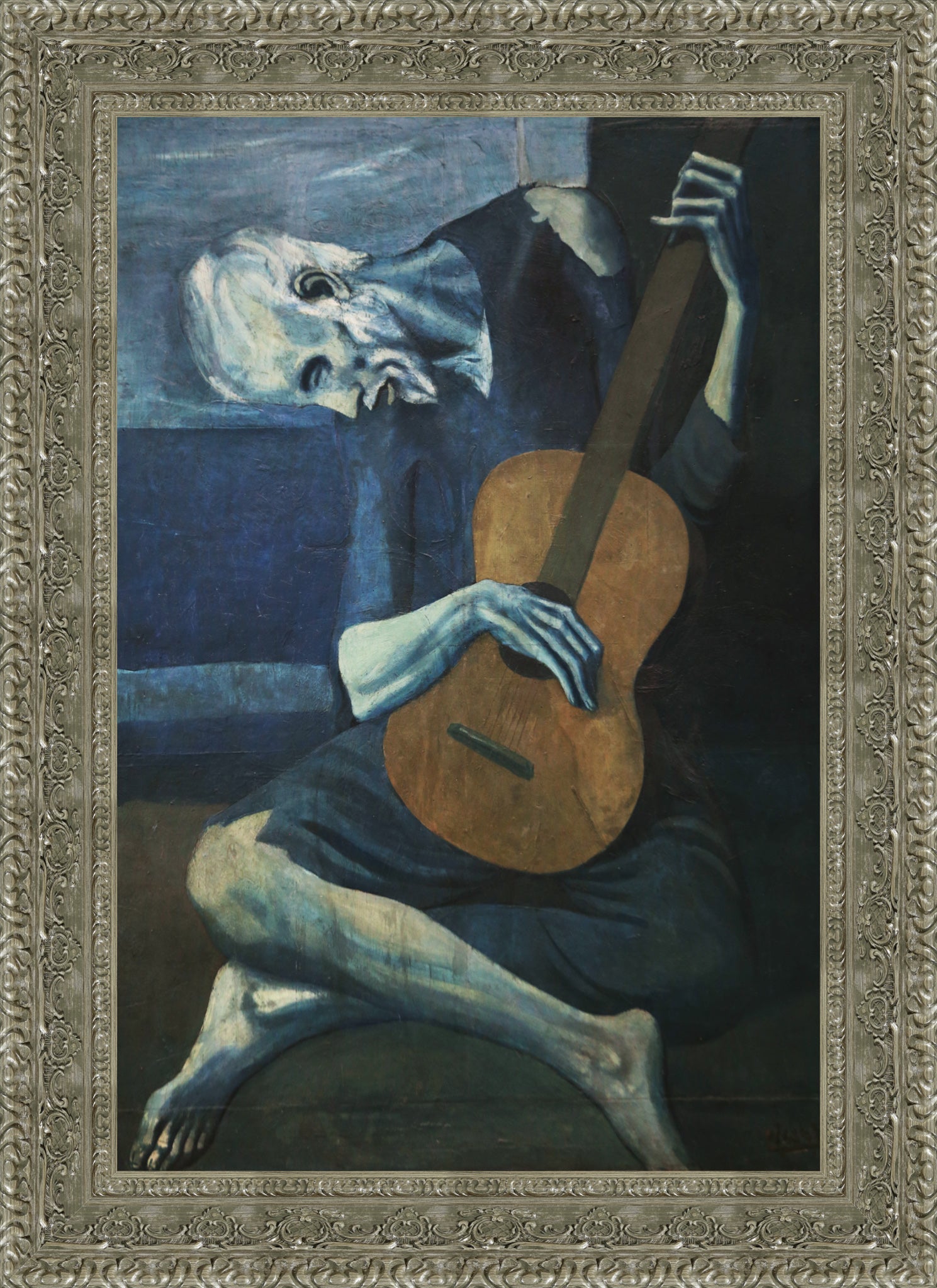 The Old Guitarist – Large – Silver Frame by Picasso