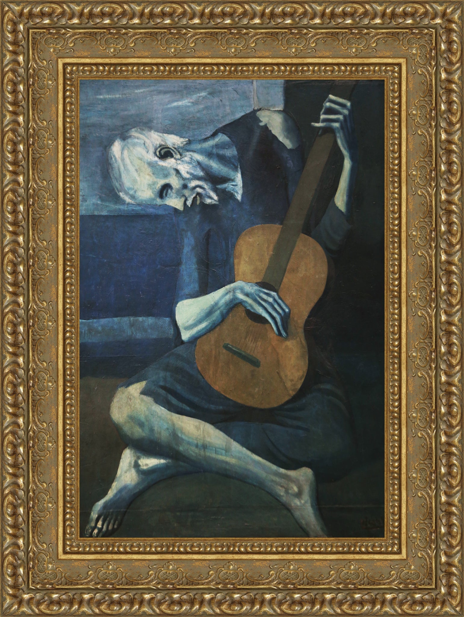 The Old Guitarist – Medium – Gold Frame by Picasso