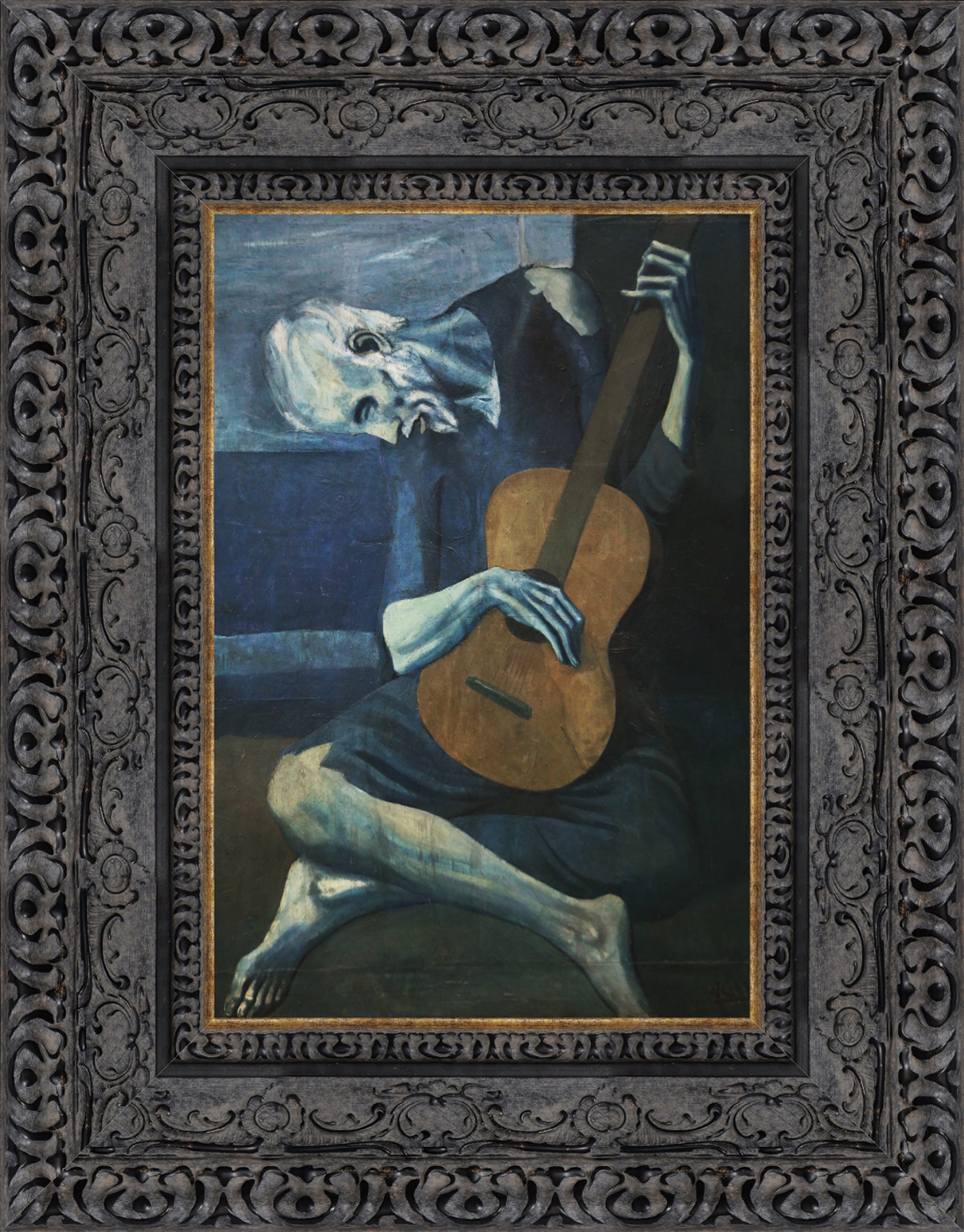 The Old Guitarist – Small – Dark Bronze Frame by Picasso