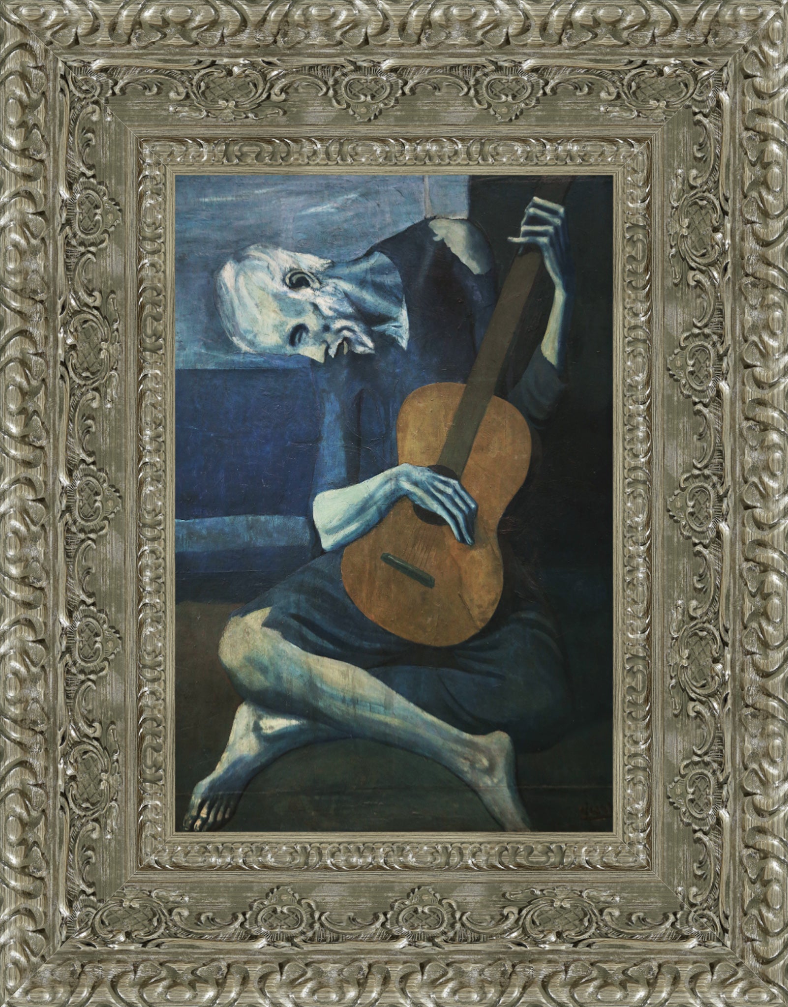The Old Guitarist – Small – Silver Frame by Picasso