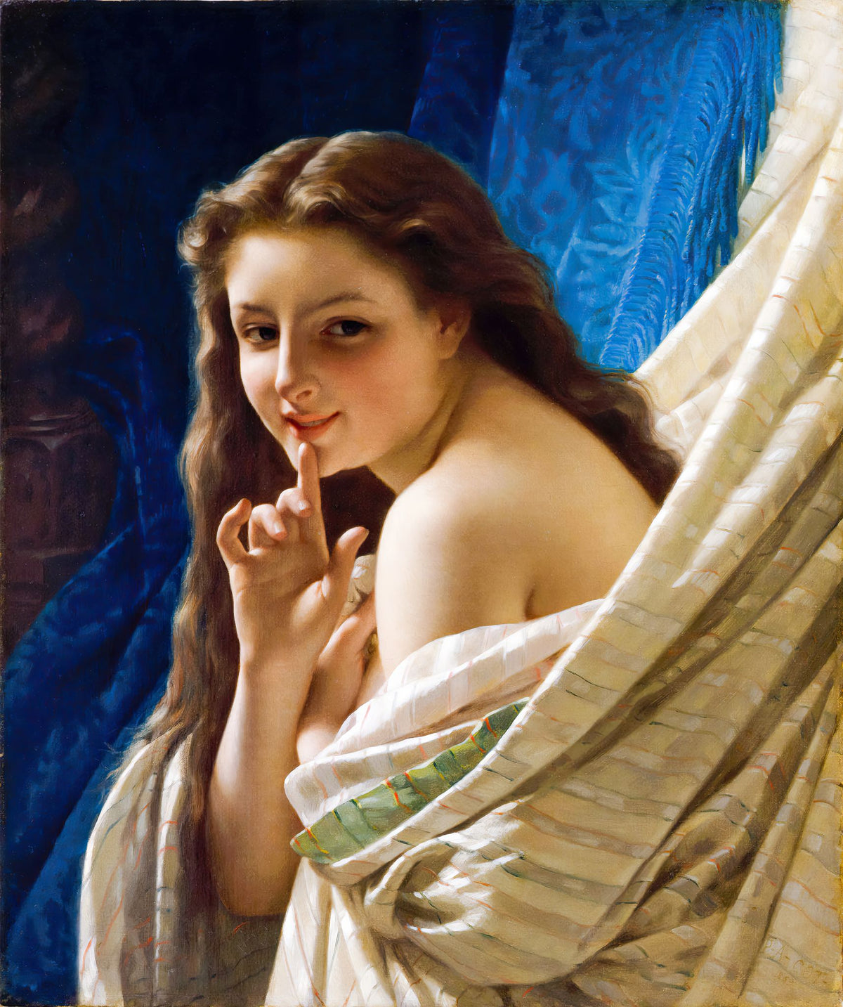 Portrait of a Young Woman – Pierre Auguste Cot, 1875, framed