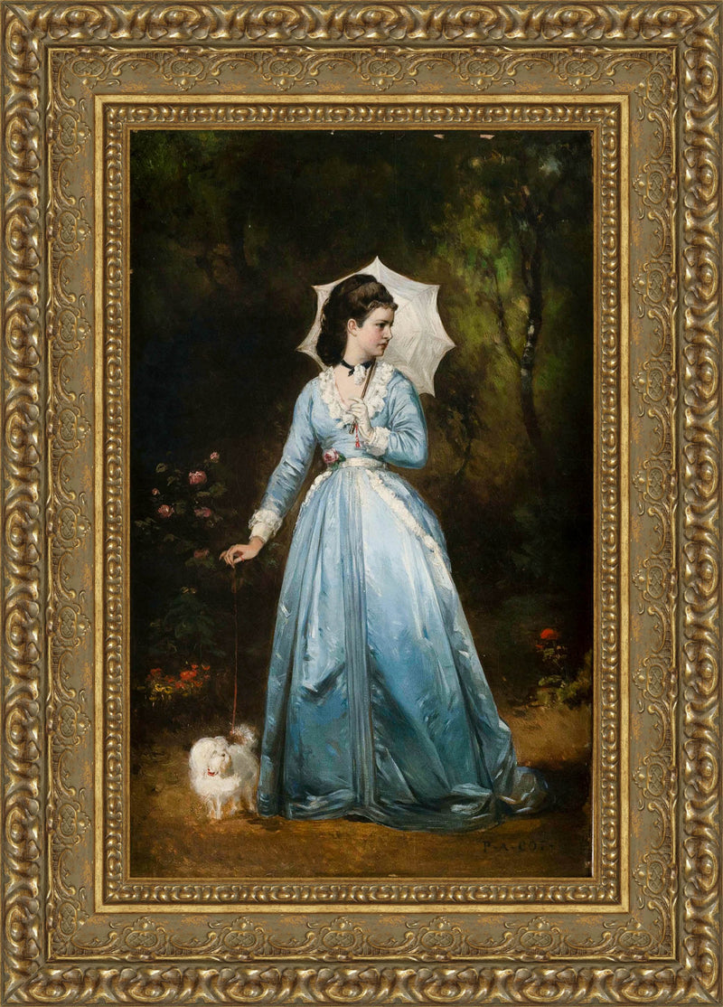 A Young Woman Walking Her Dog – Pierre Auguste Cot, c. 1874