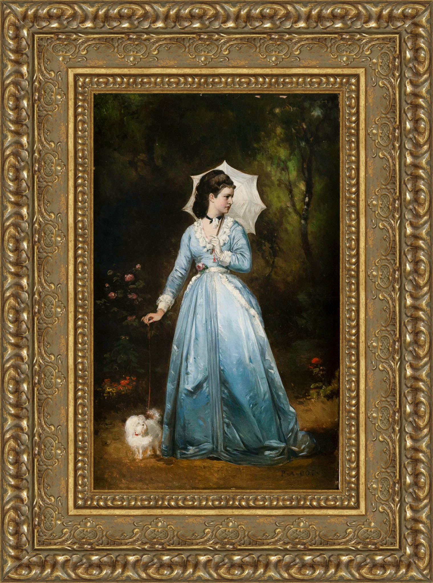 A Young Woman Walking Her Dog – Pierre Auguste Cot, c. 1874