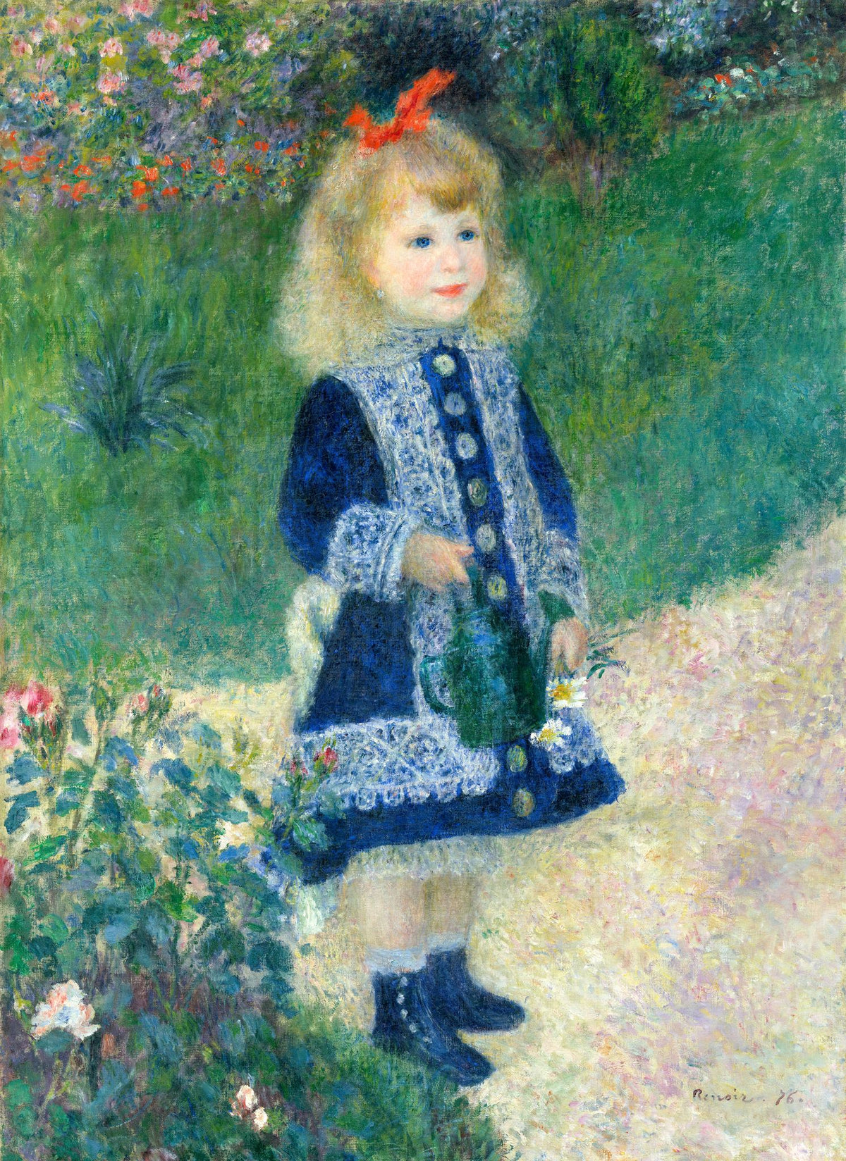 A Girl with a Watering Can – Pierre-Auguste Renoir, 1876, framed
