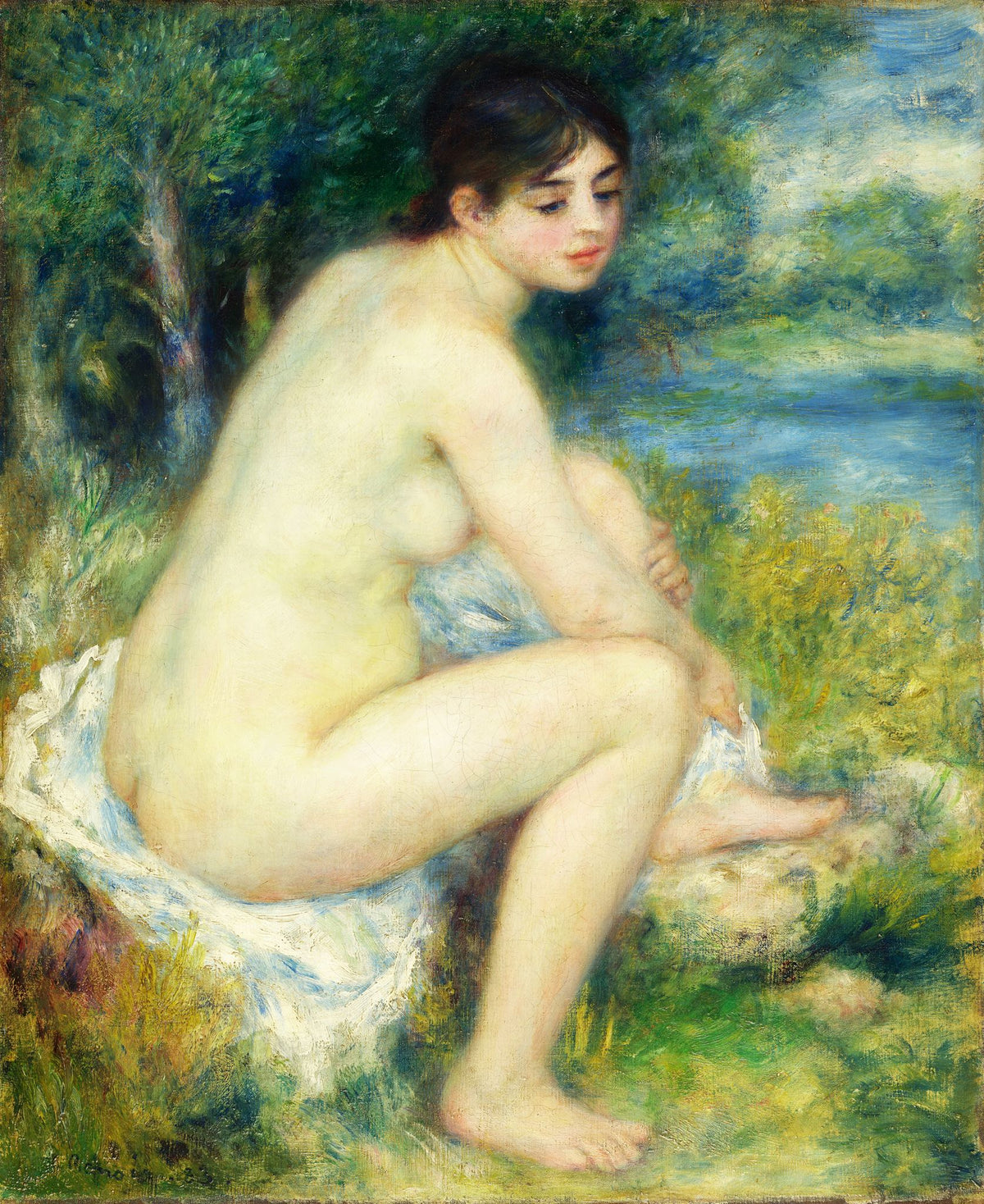 Nude Woman in a Landscape – Pierre-Auguste Renoir, 1883, framed