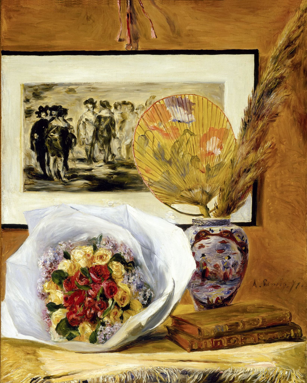 Still Life With Bouquet – Pierre-Auguste Renoir, 1871, framed
