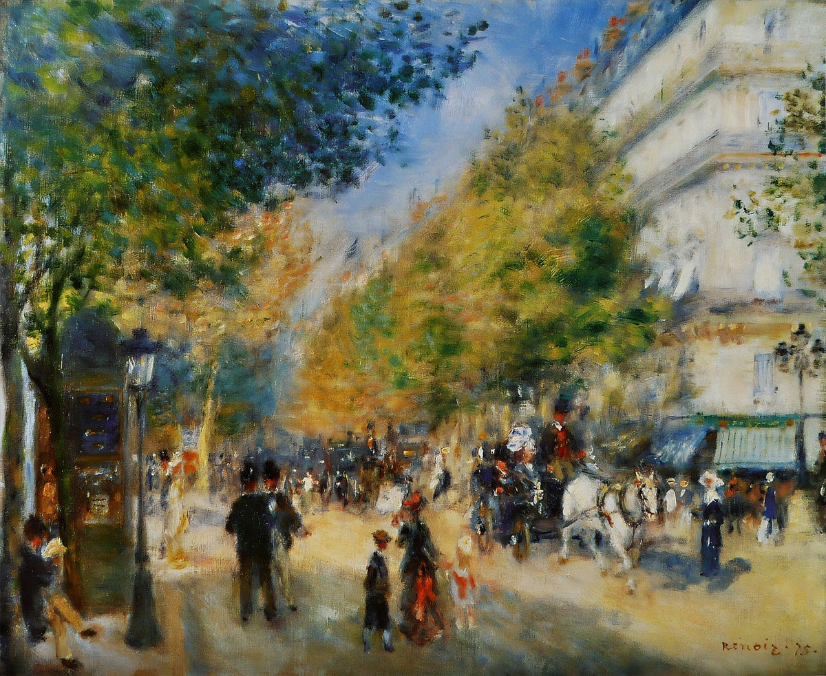 The Grand Boulevards – Pierre-Auguste Renoir, 1875, framed