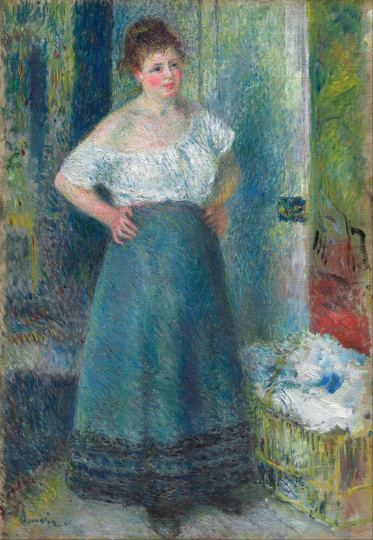 The Laundress – Pierre-Auguste Renoir, 1877, framed