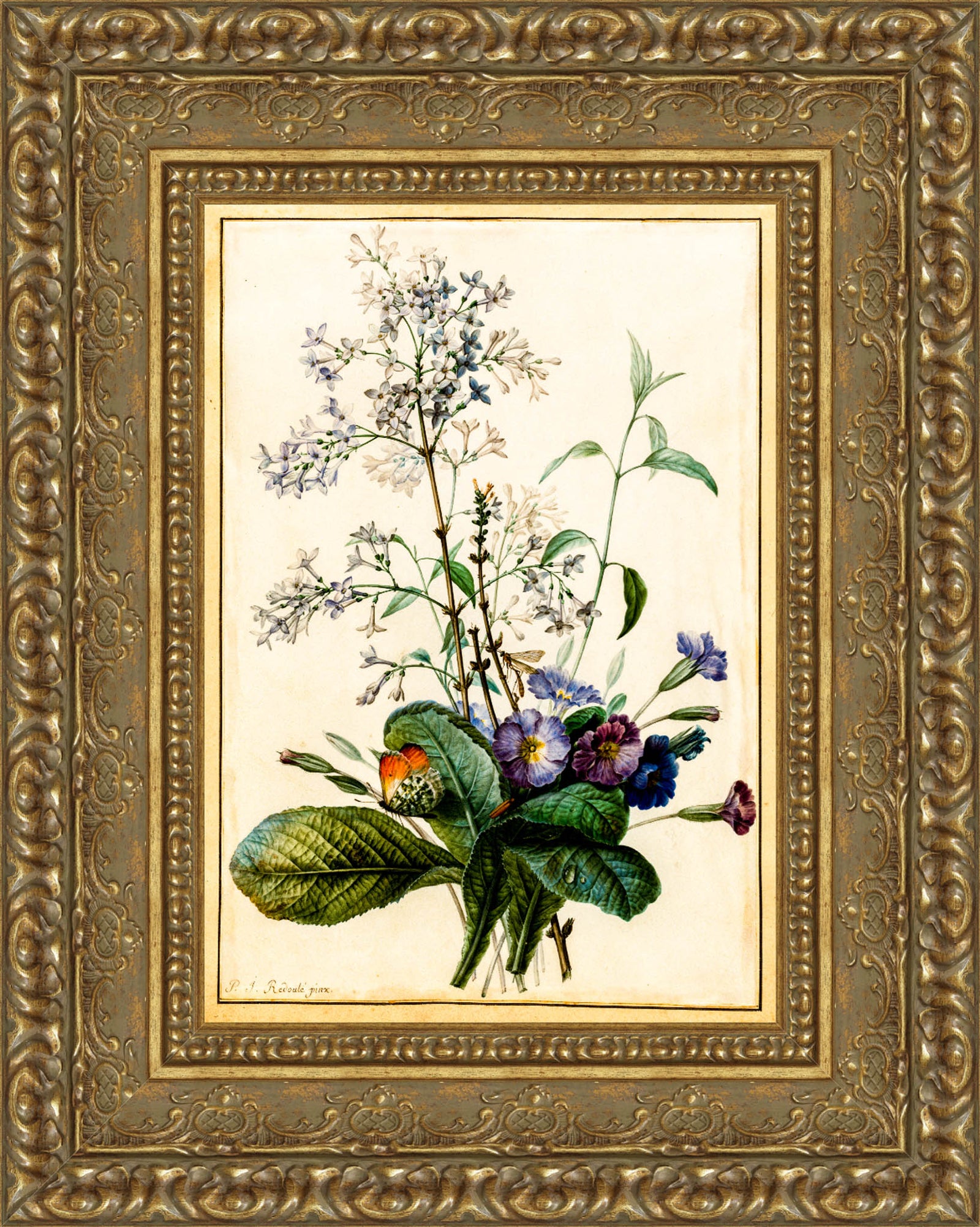 Bouquet of Primroses and Lilac – Pierre-Joseph Redouté, c. 1827