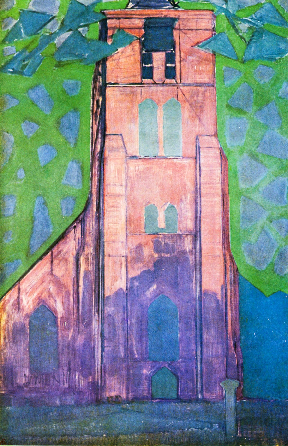Church Tower at Domburg – Piet Mondrian, 1911, framed