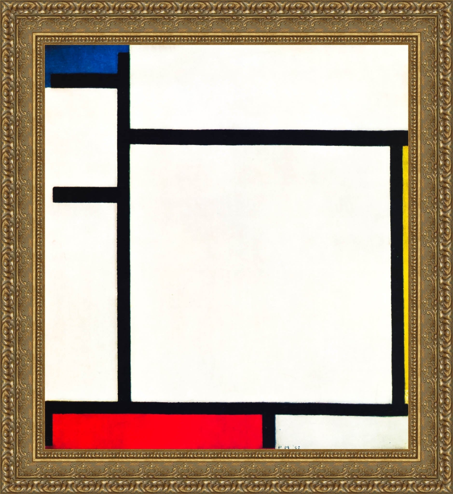 Composition with Blue, Red, Yellow and Black by Piet Mondrian — Framed Giclee Canvas Print | Canvas Classics