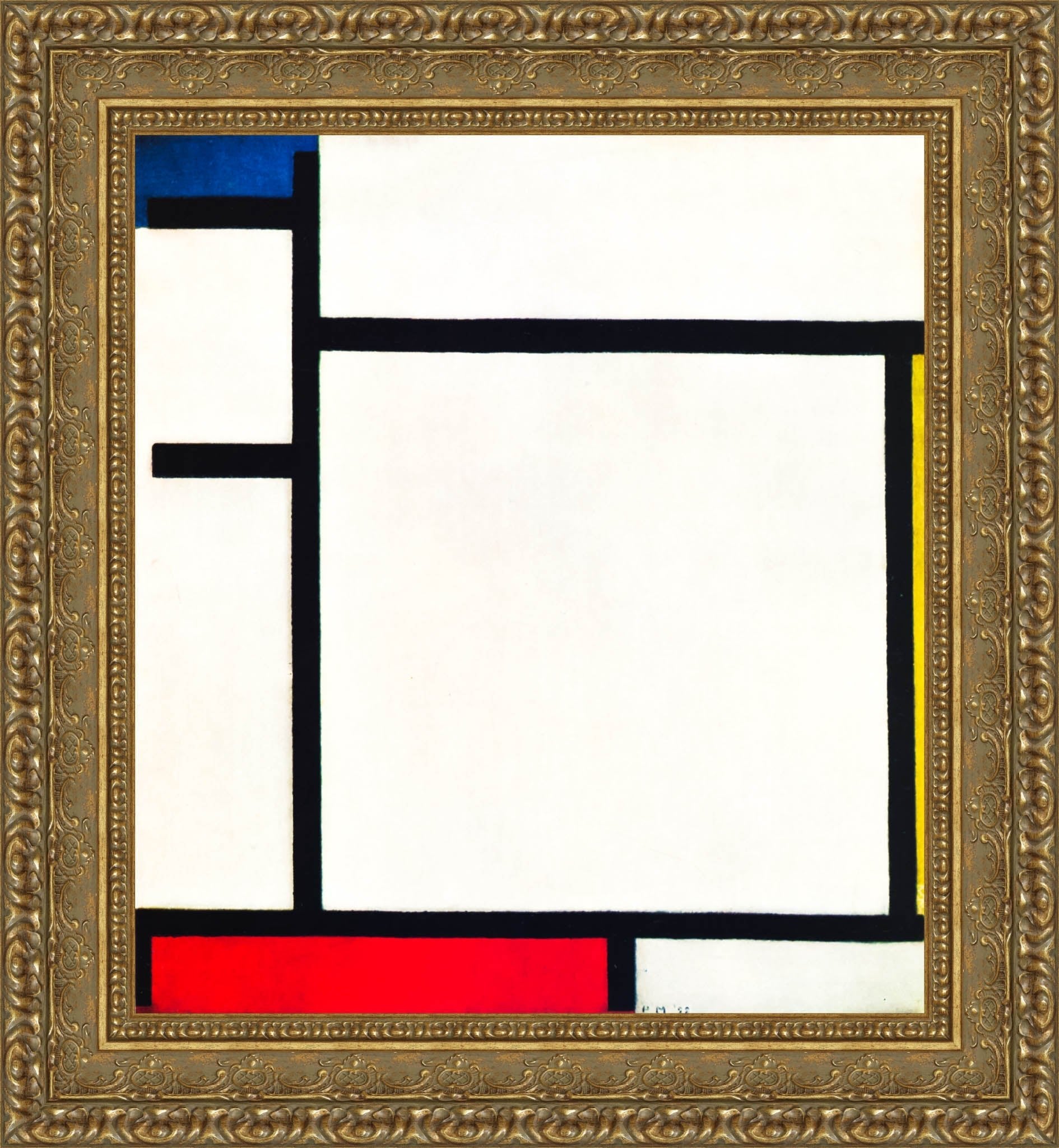 Composition with Blue, Red, Yellow and Black by Piet Mondrian — Framed Giclee Canvas Print | Canvas Classics