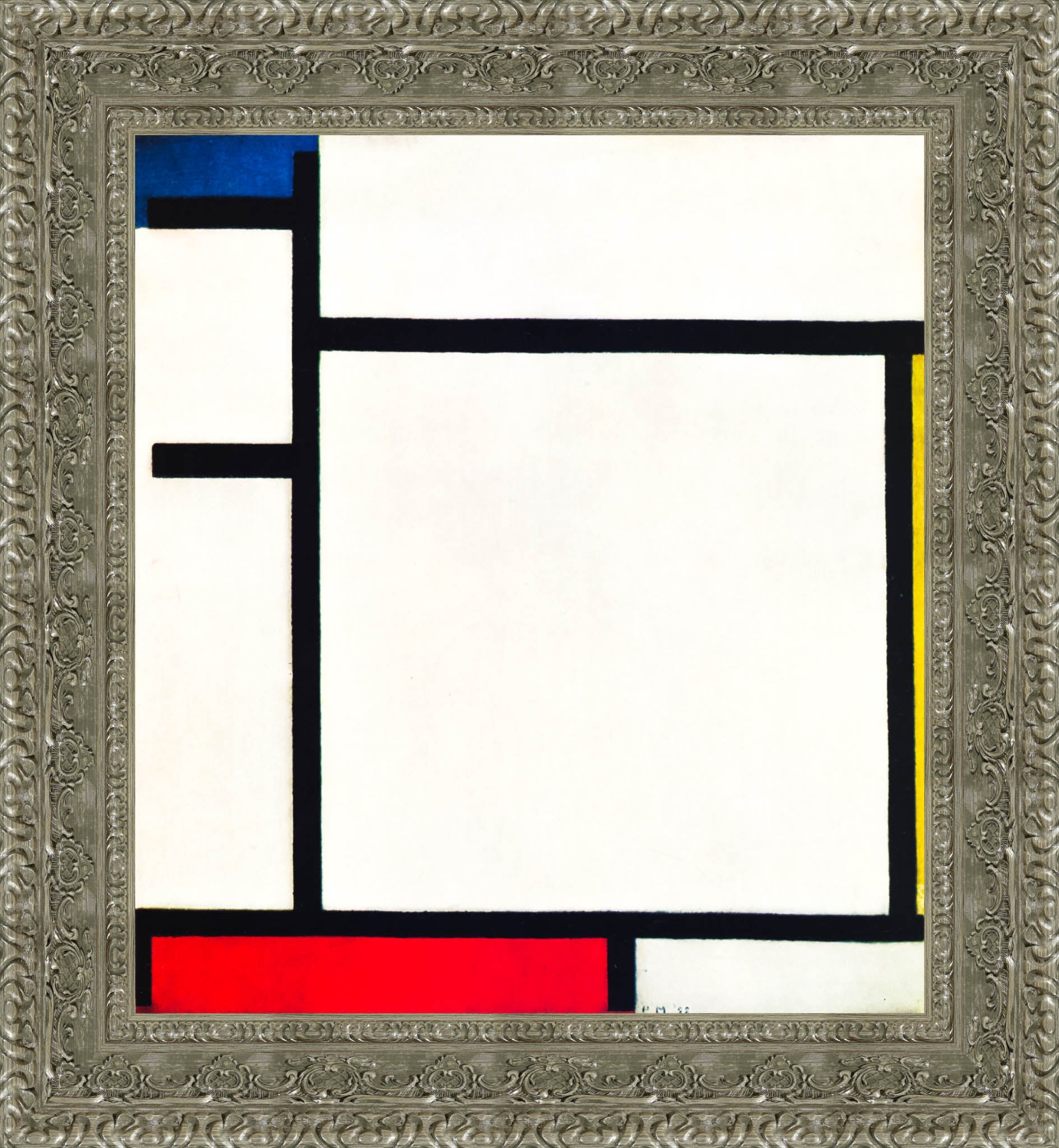 Composition with Blue, Red, Yellow and Black by Piet Mondrian — Framed Giclee Canvas Print | Canvas Classics